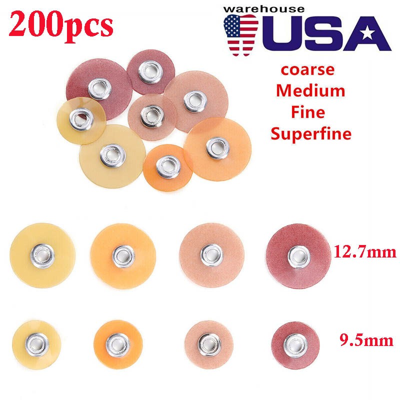 200PCS Dental soflex discs Composite Finishing Polishing Discs 9.5mm/12.7mm