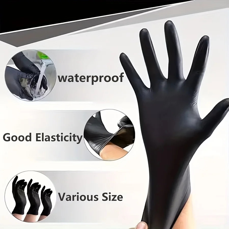 100/200/400/800Pcs Black Nitrile Examine Gloves Disposable 5MIL Medical Latex-Fr