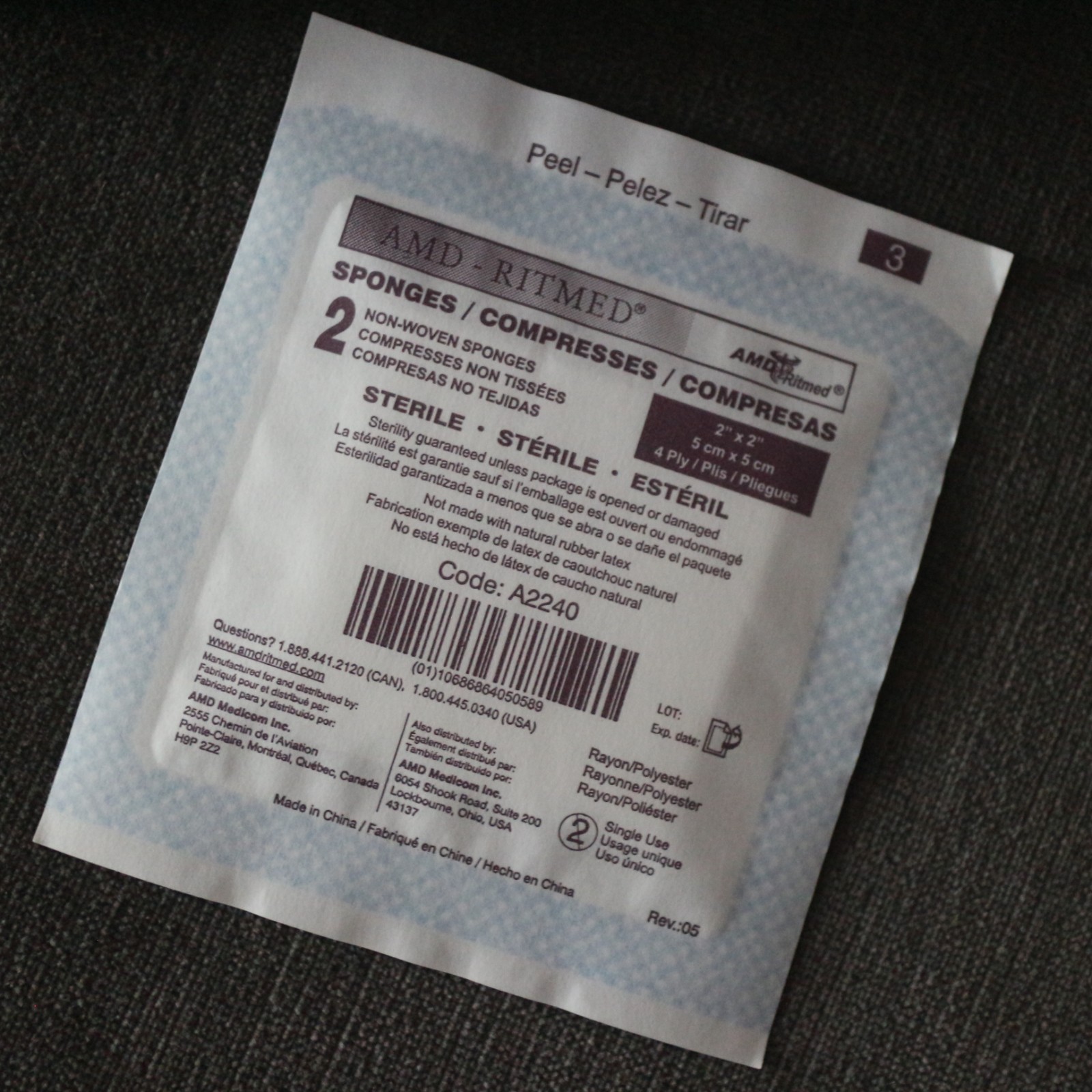 AMD RITMED Nonstick Gauze Dressing Pads, 4-Ply 2×2 Inch (400 sponges ) Sterile