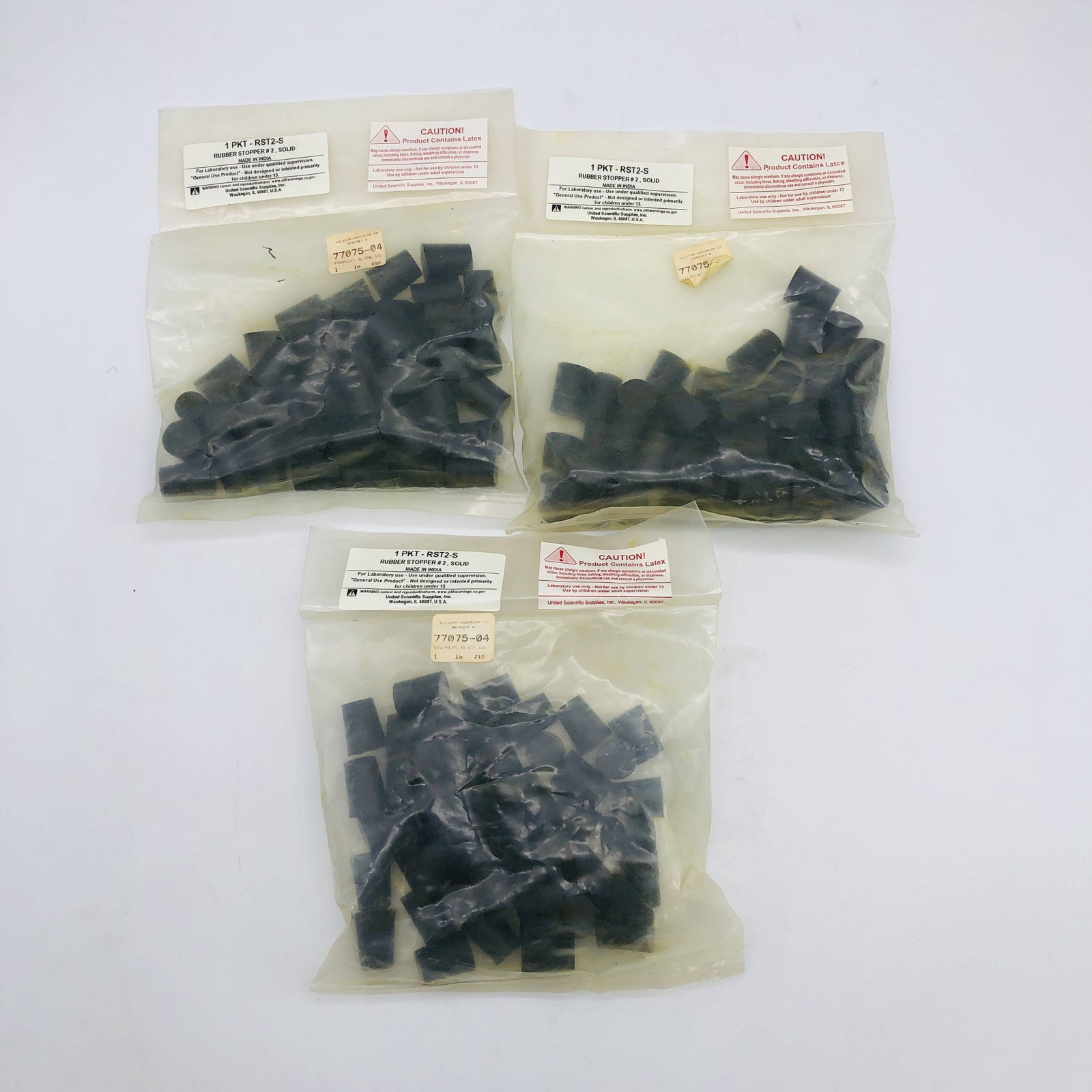3lbs Wilkens Anderson 77075-04 Rubber Stopper Size 2 Black Solid 20mm TD 16mm BD