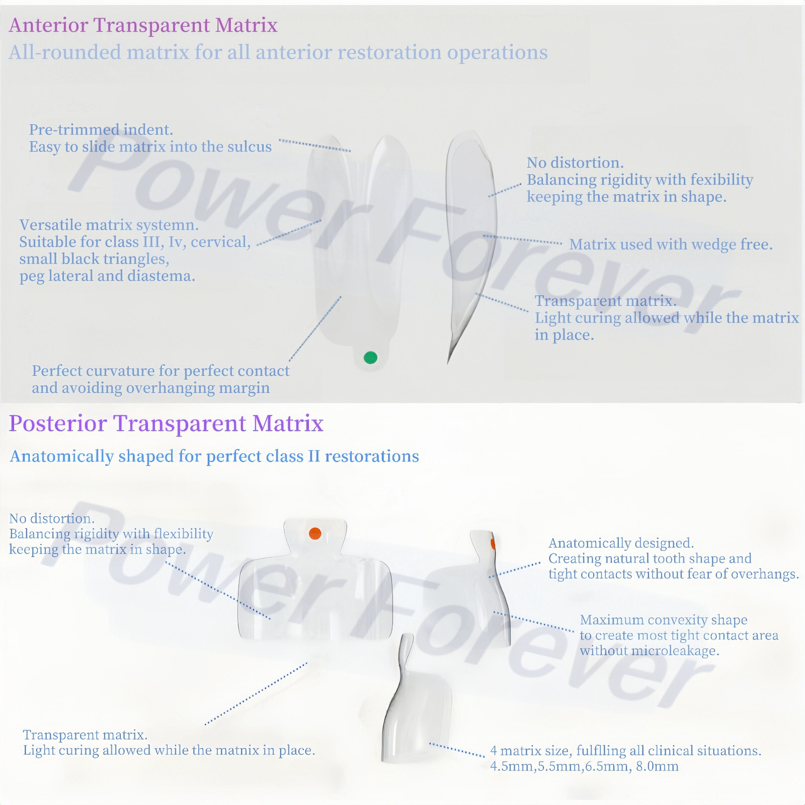 20pcs Dental Posterior Clear Matrix Molar Restorative Matrices BT Fit BioClear