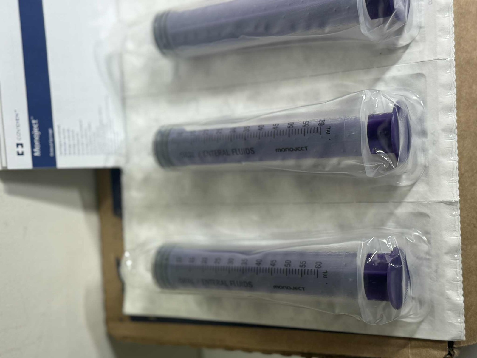 Covidien Monoject 60mL Enteral Syringes ENFit Sterile Box of 30 Exp 2029