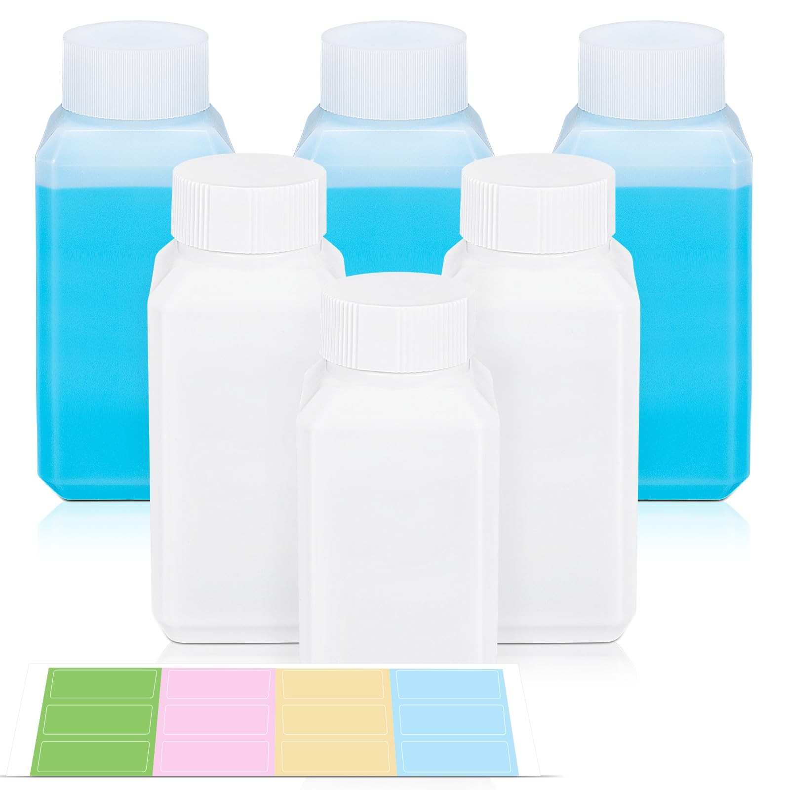 3.4oz Leak Proof Plastic Bottles with Caps, 3.4oz, Translucent+White