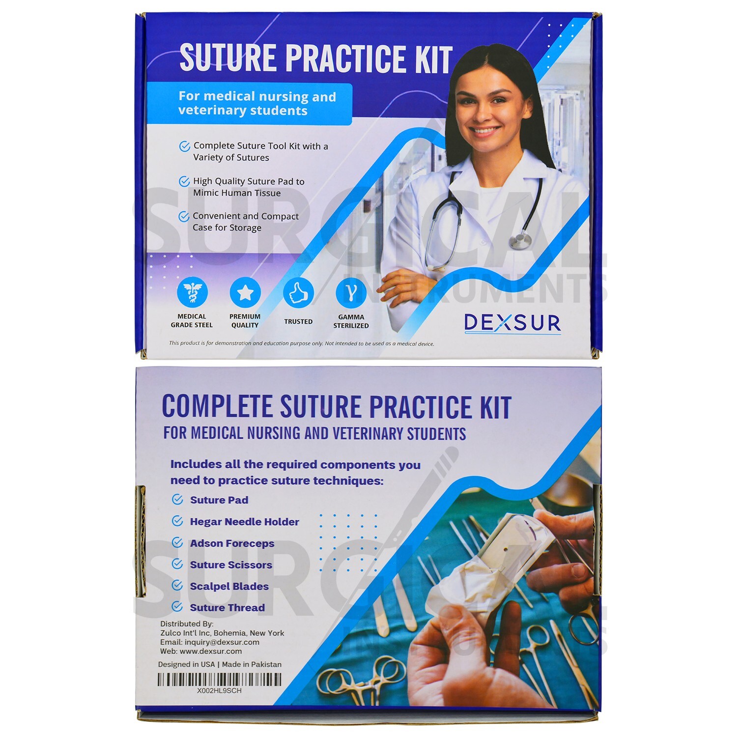 19 Piece Practice Suture Kit Set for Medical and Veterinary Student Training
