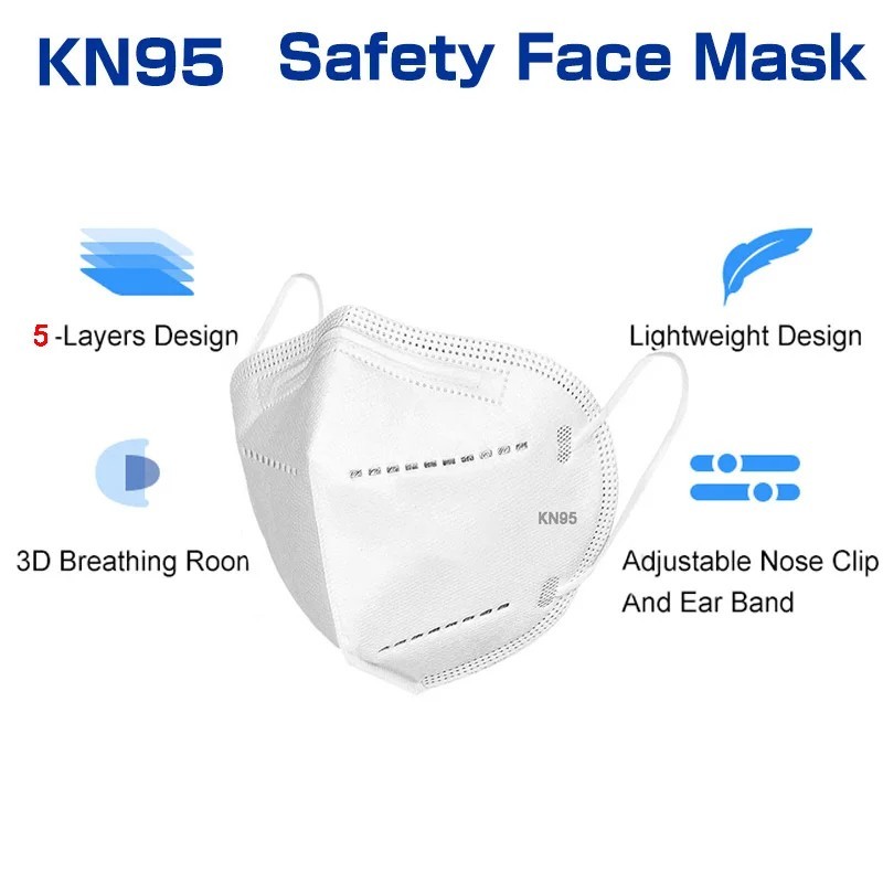 50PCS KN95 5-Layer Face Mask Disposable Breathable Earloop Masks