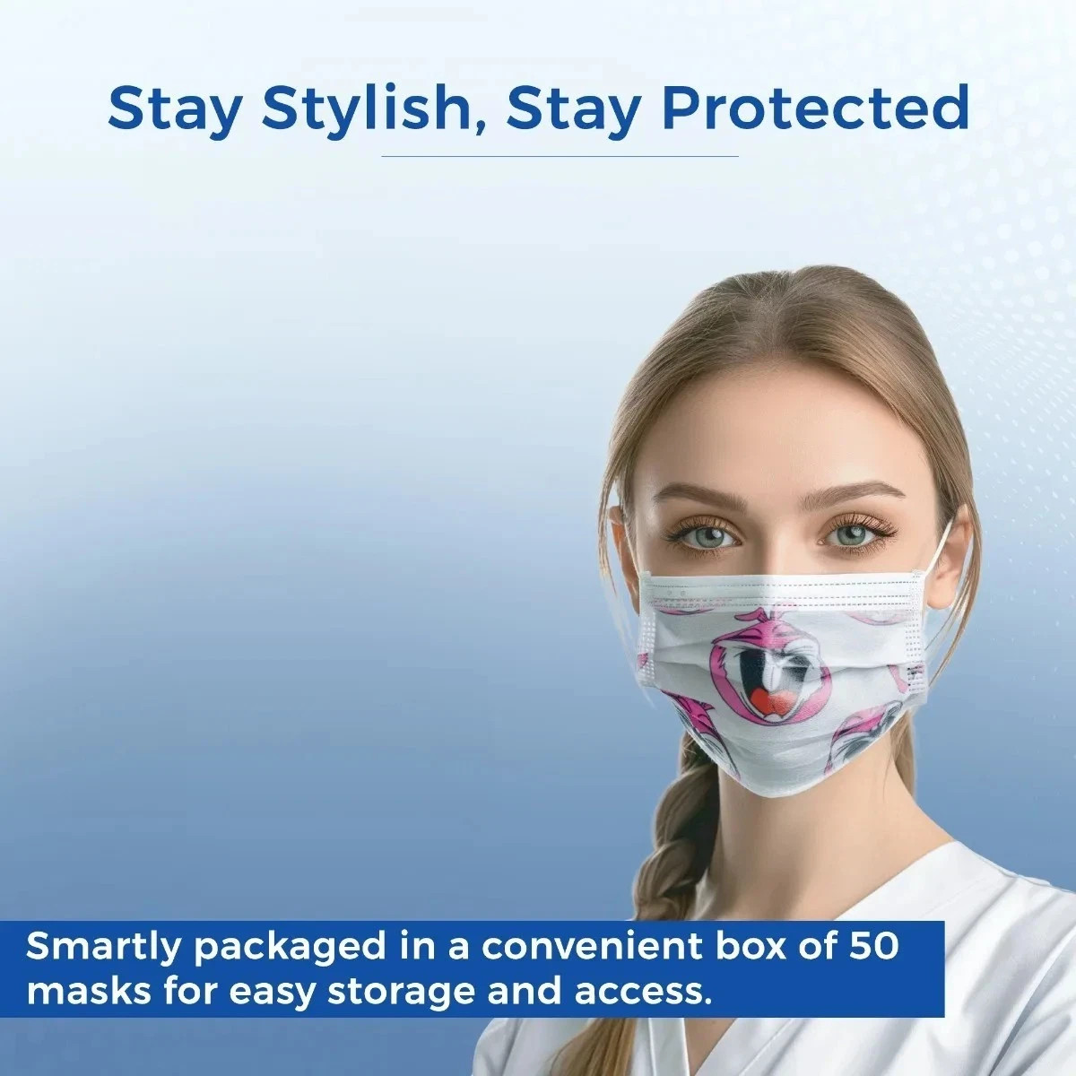 Waldent 3 Ply Printed Disposable Mask (Pack of 50) for Children’s Smile