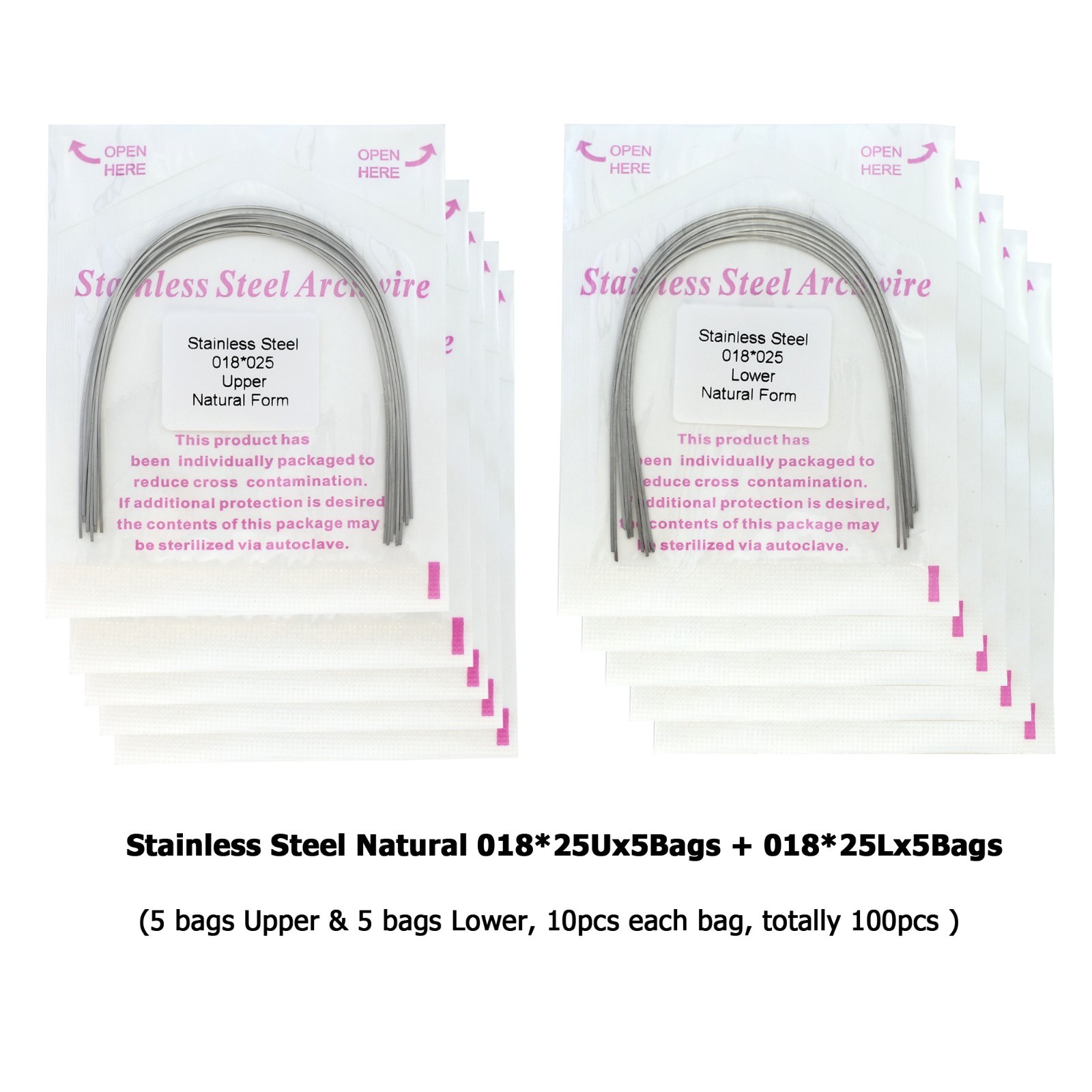 Dental Orthodontic Arch Wire Natural Form Niti Stainless Steel Round Rectangular