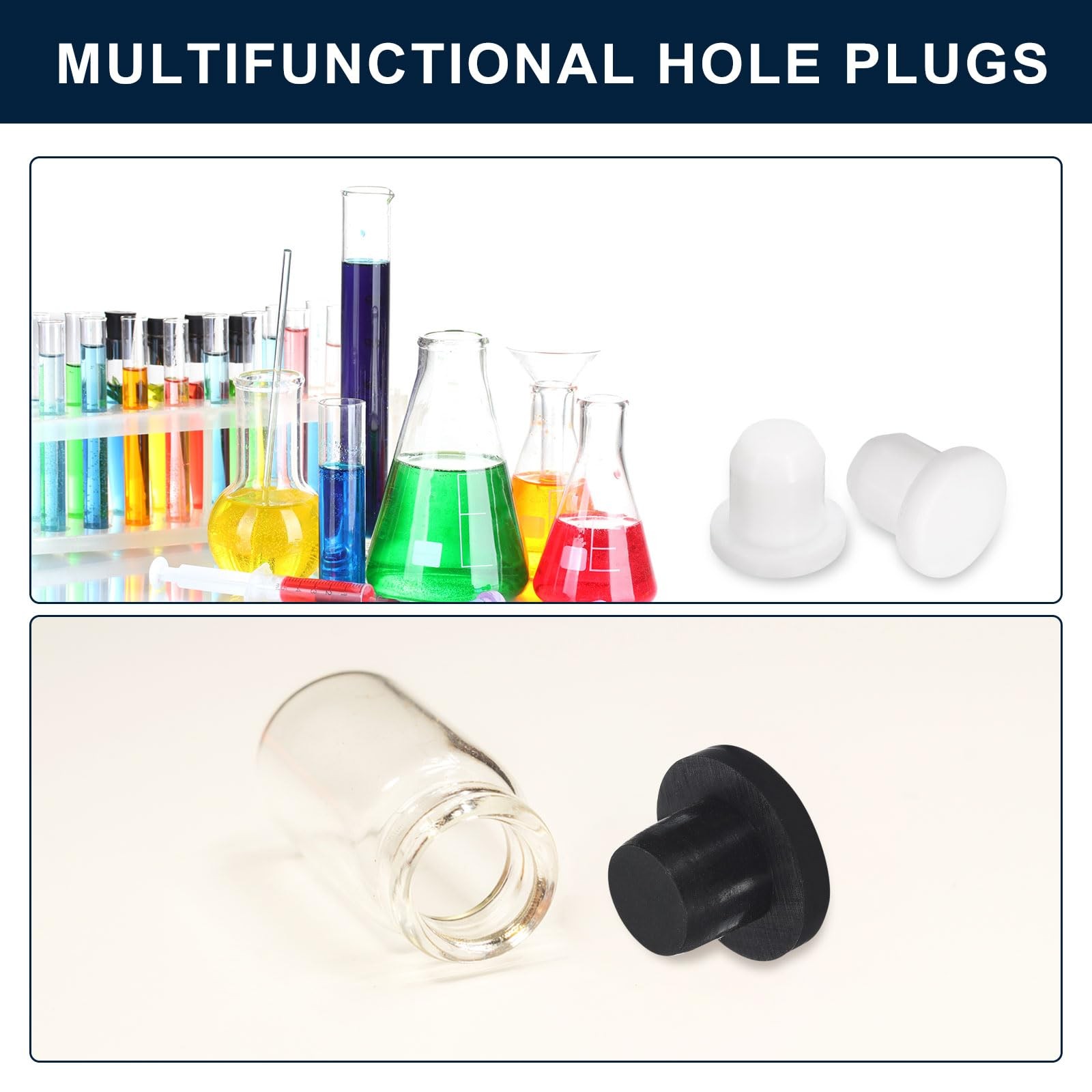 uxcell 16 Pieces Black Rubber Stopper, 4.3mm Plug Holes for 4mm/0.16″ Hole
