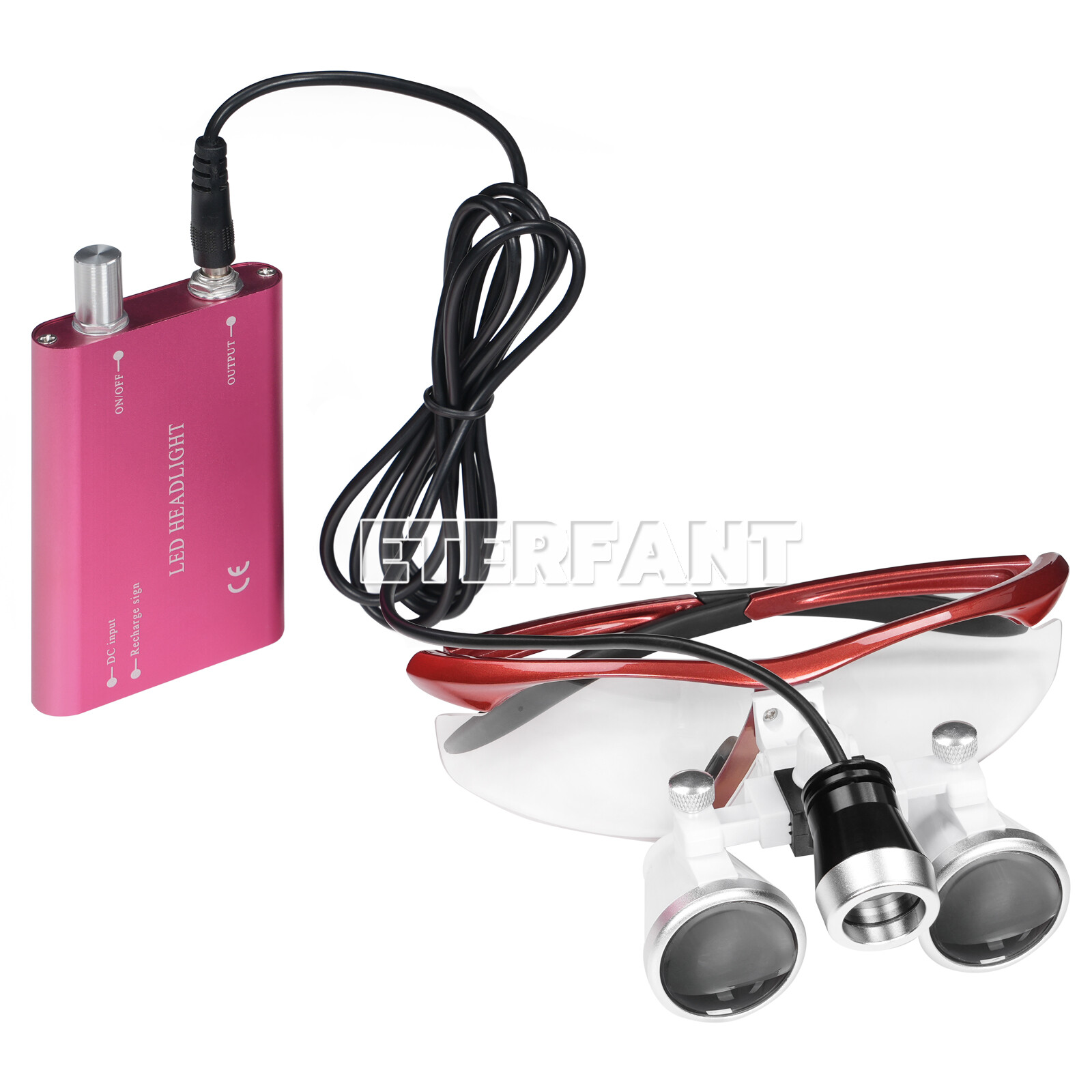 ETERFANT 3.5x Dental Magnifier Medical Binocular Loupes+3W LED Head Light Lamp