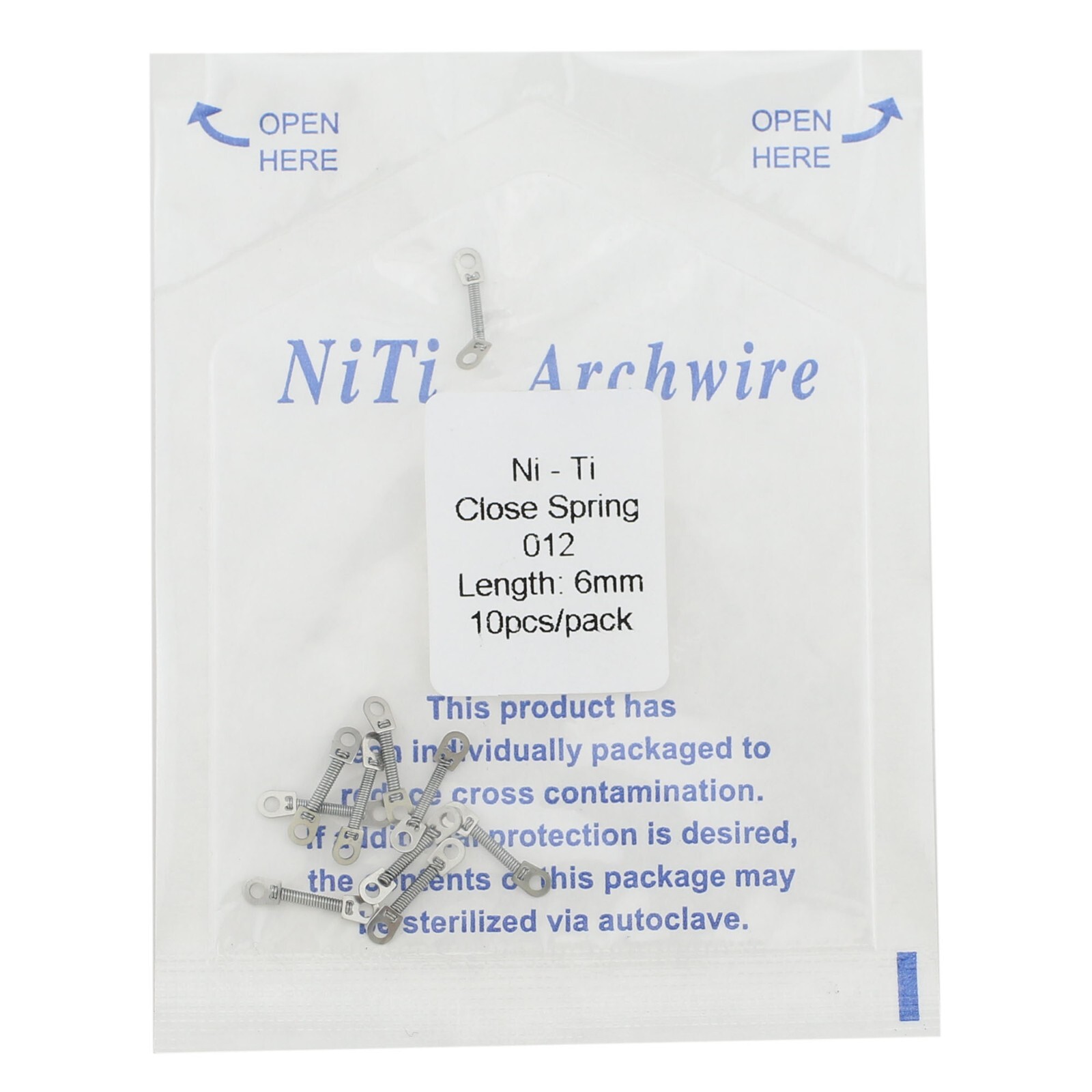 Dental Orthodontic Niti Open Closed Coil Spring Arch Wire 010 012 6/9/12mm 180mm