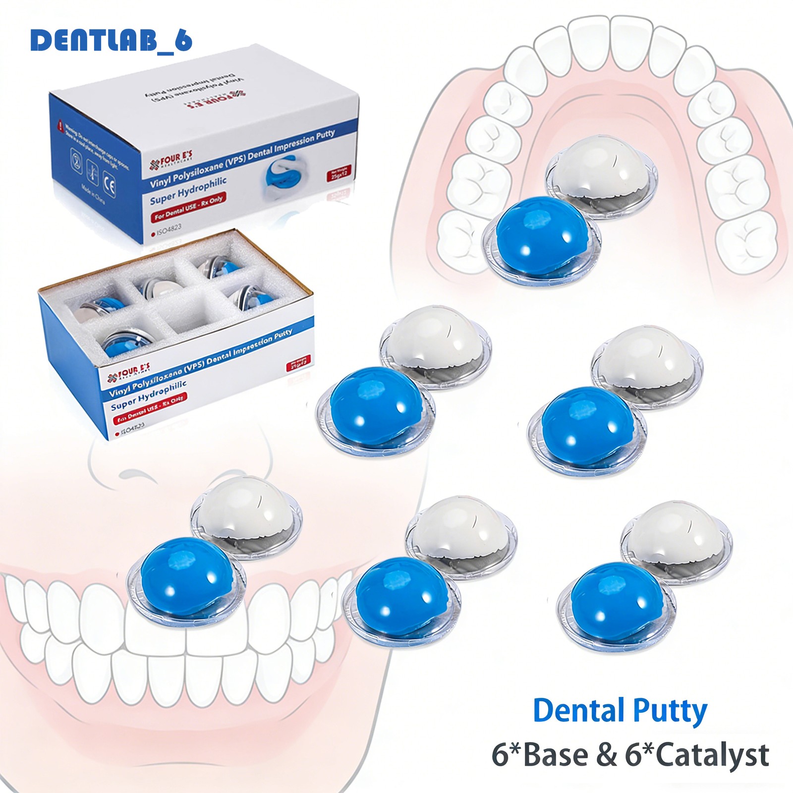 12x 25g Dental Impression Dental Putty Kit PVS VPS Blue & White Silicon Material