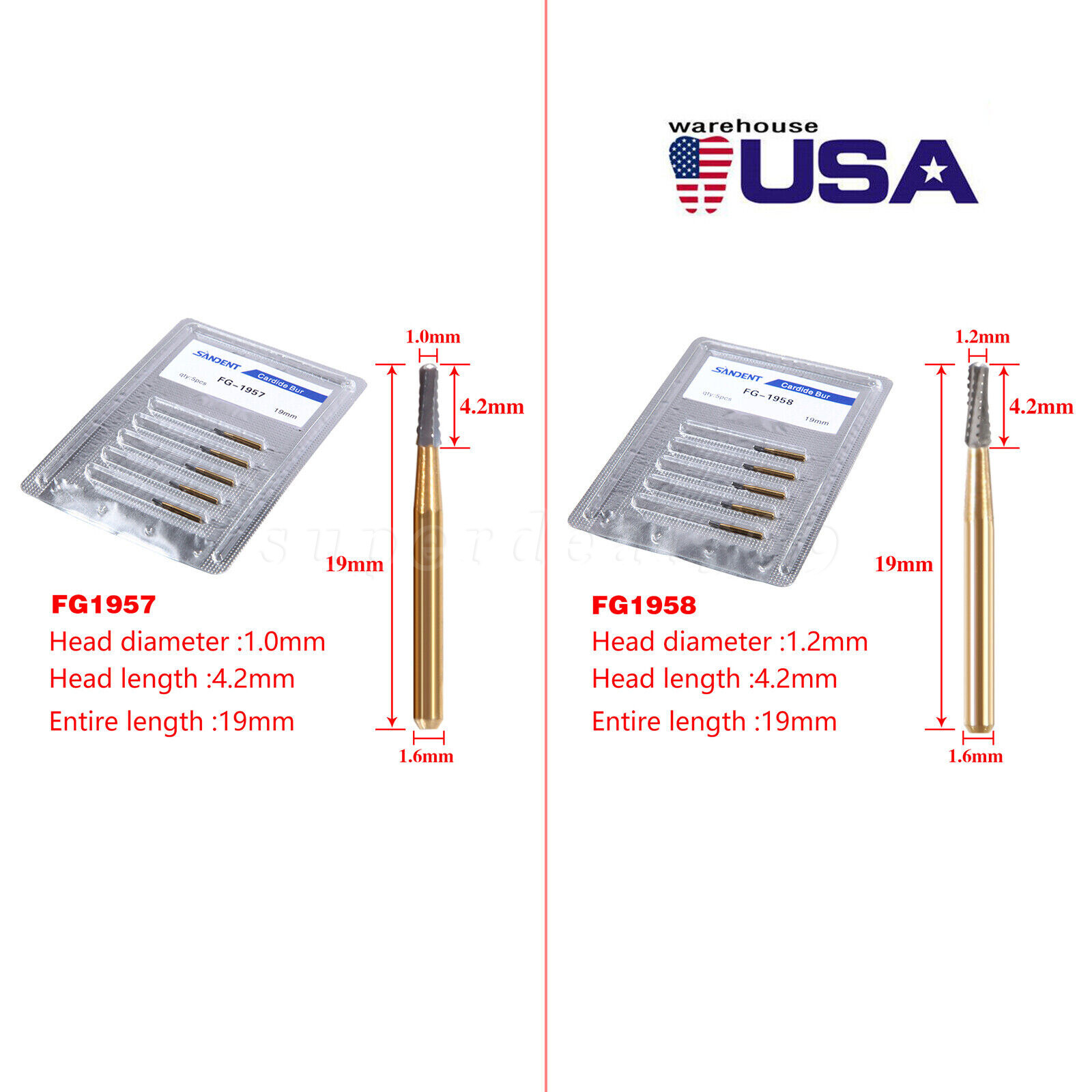 FG1957/FG1958 High Speed Dental Tungsten Steel Carbide Crown Cutting Burs SA