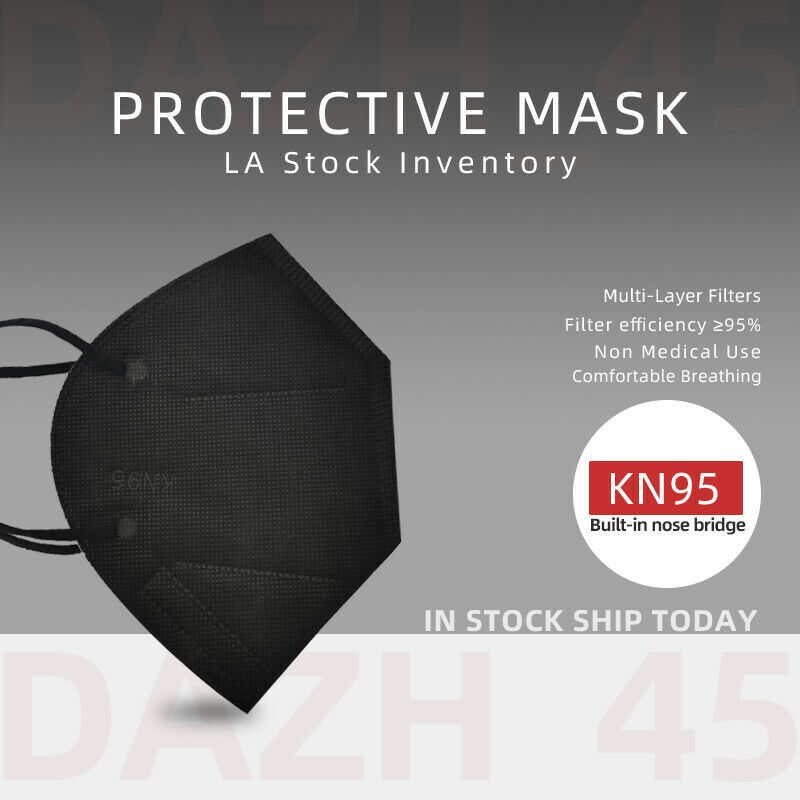 10/50/100 Pcs Black KN95 Protective 5 Layer Face Mask BFE 95% Disposable Masks