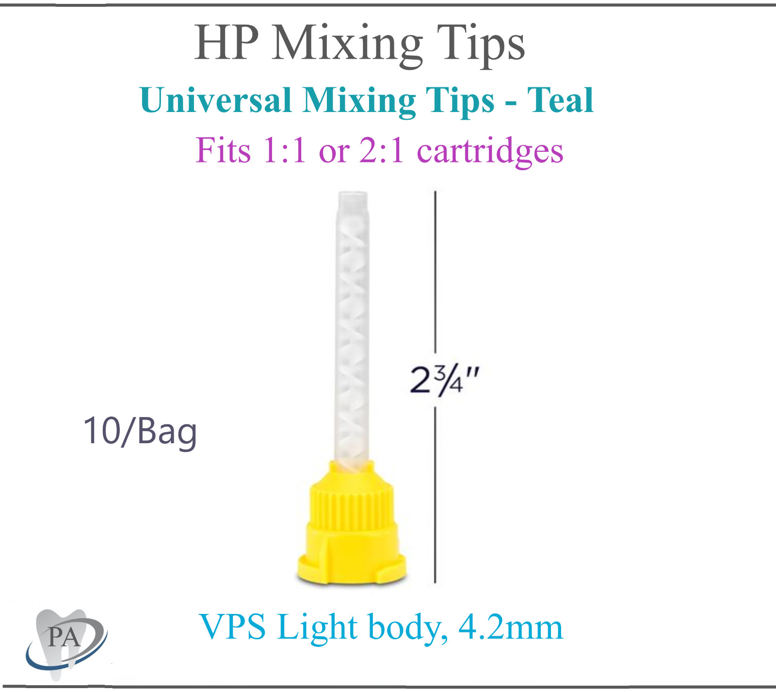 Dental Mixing Tips HP Yellow Impression HP Tips Yellow 4.2mm Original Mixpac Tip