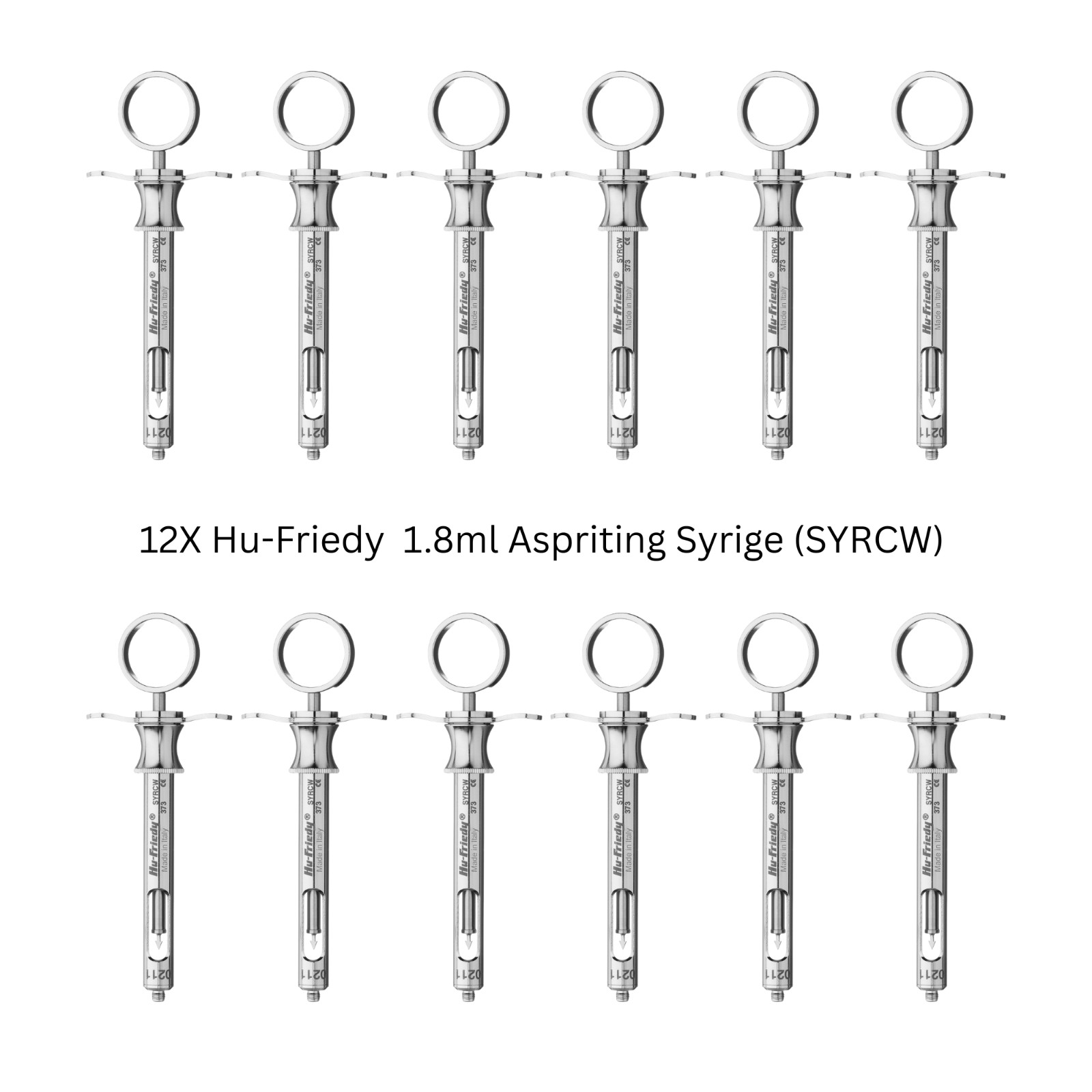 Lot of 12x Hu-Friedy CW Style Dental Anesthetic Aspirating 1.8ml Syringe SYRCW