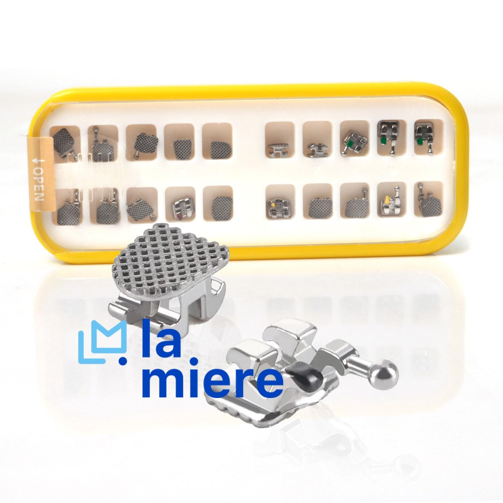 LA MIERE 20PCS Teeth Metal Braces, MIM Monoblock Brackets, 0.22 1PK, Silver