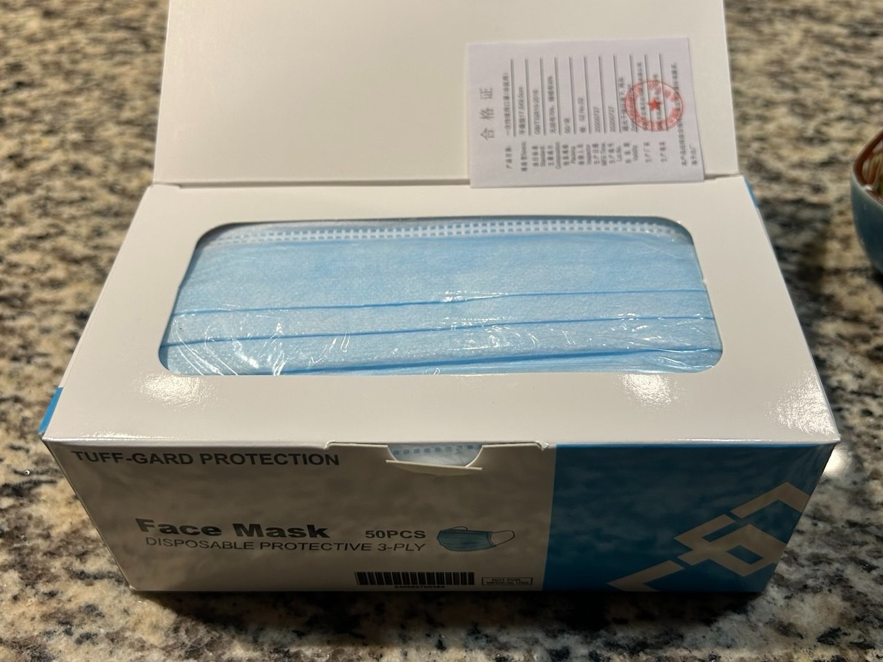 Tuff-Gard 3-Ply Disposable Face Masks 2000PCS. 40 Boxes. Blue Non Medical
