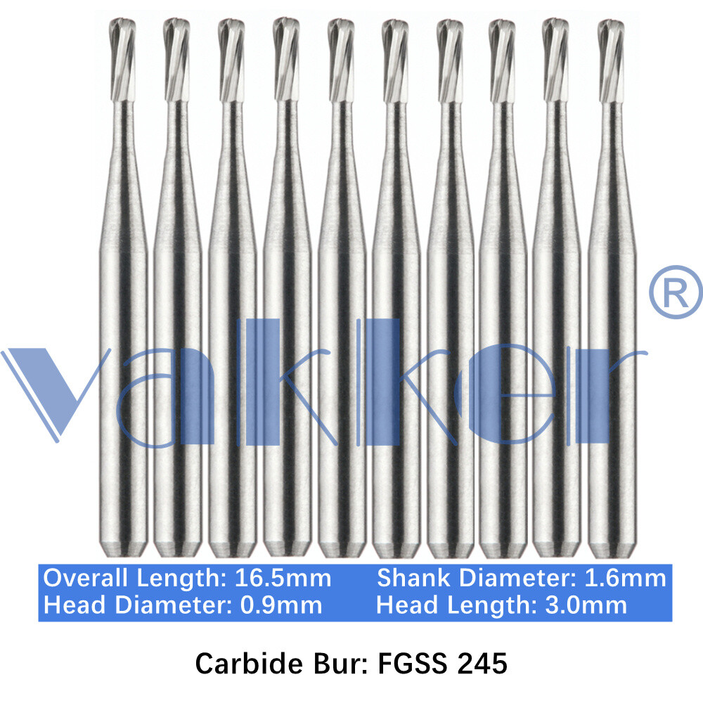 Vakker 10PC Dental Bur Friction Grip Carbide Burs FG SS 2 6 8 Short Shank 16.5mm