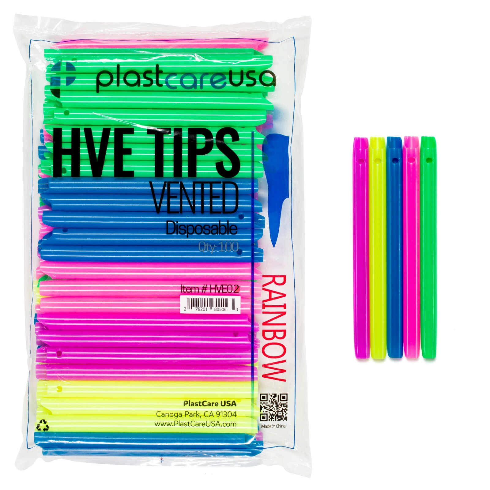 1000 Assorted HVE Evacuation Suction Dental Tips, Vented (Rainbow Multi Colors)