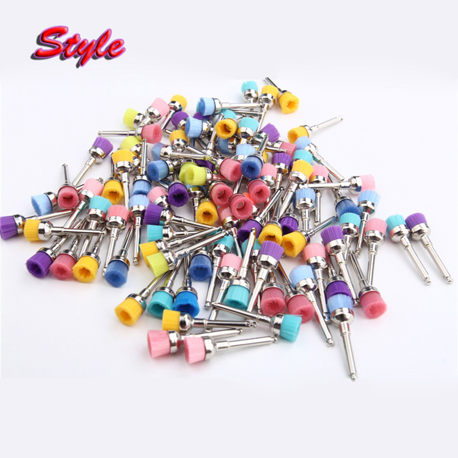 Dental Multi-color Nylon Latch Flat Bowl Buffing Polisher Prophy Cup Bolt Brush