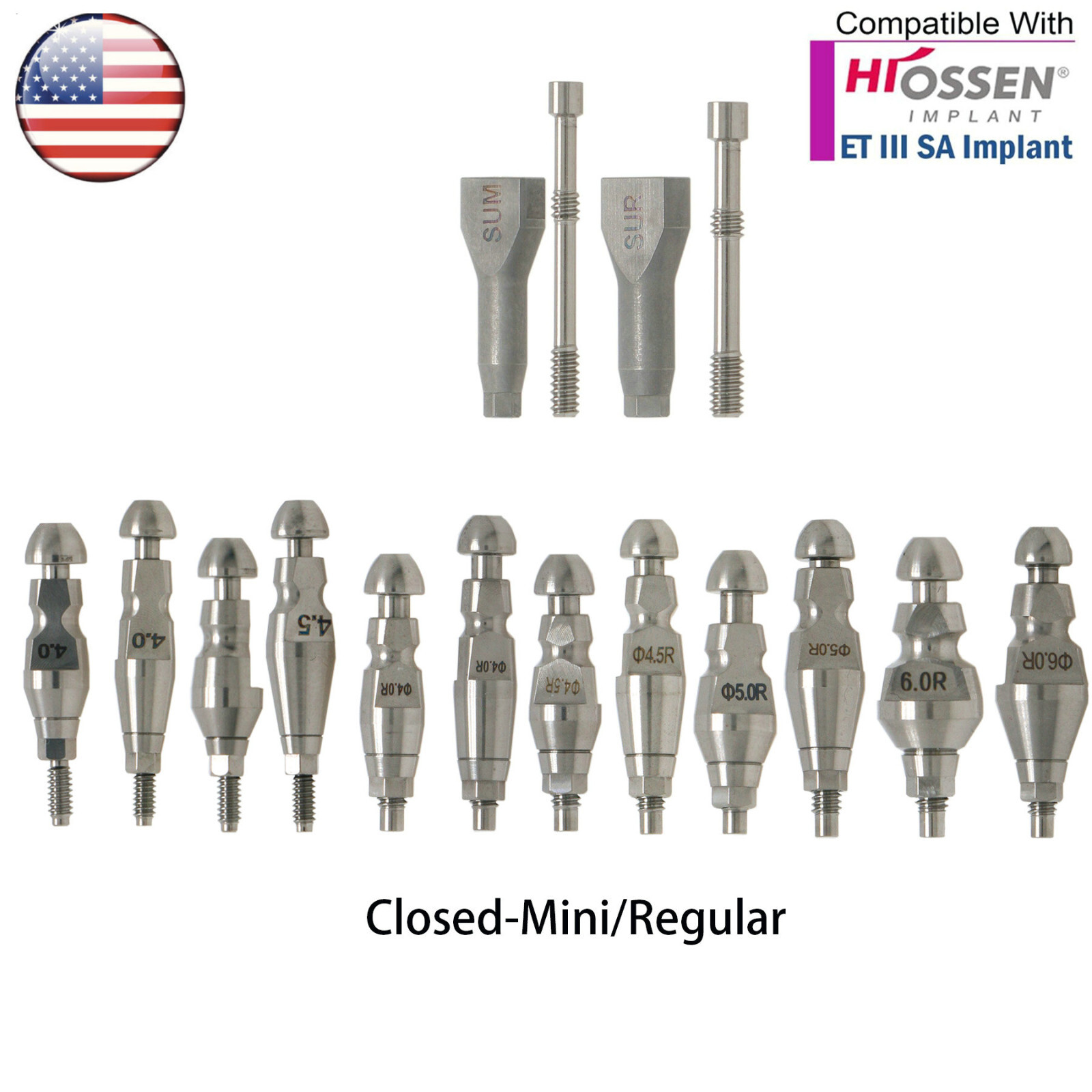 US Dental Hiossen Osstem Transfer Impression Coping Open/Closed Tray Lab Analog
