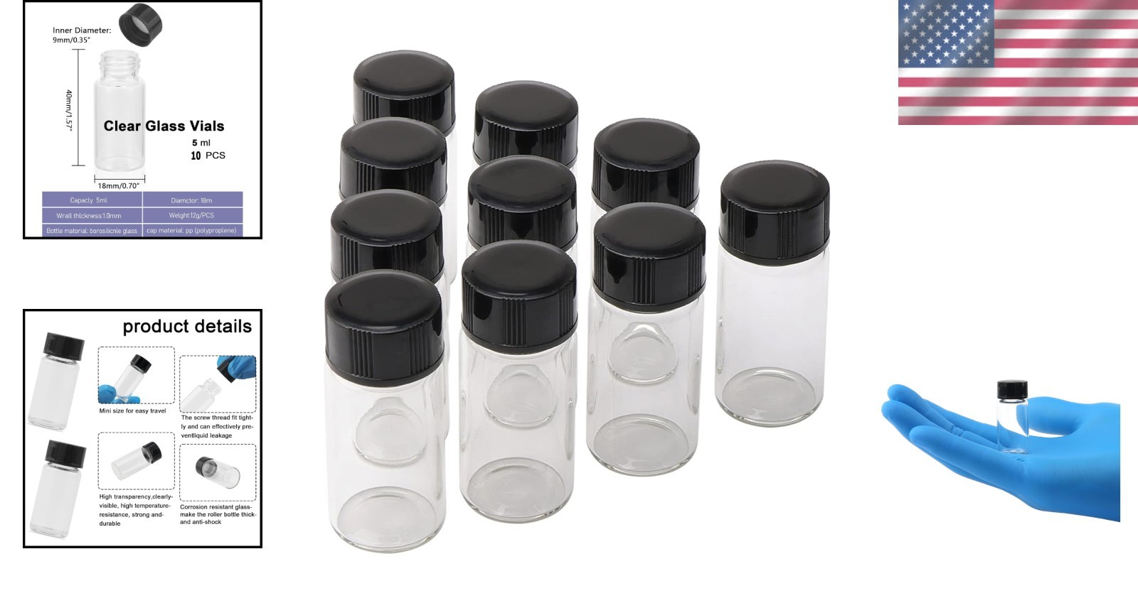 5ml Glass Vials – Shatter Resistant & Clear for Easy Content Visibility