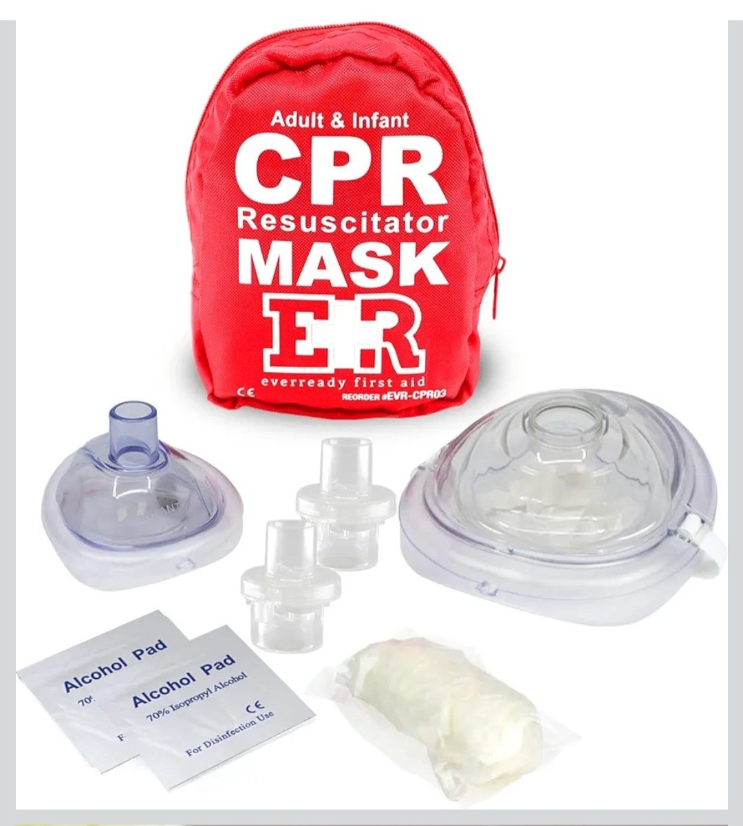 Ever Ready First Aid Adult and Infant CPR Mask Combo Kit with 2 Valves
