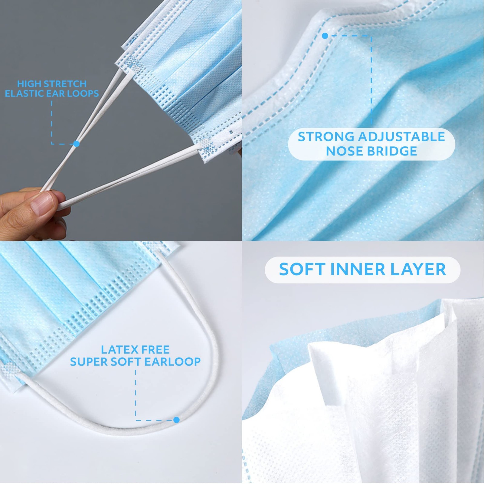 USA Blue Face Mask, Disposable – Face Masks Medical Grade (ASTM Level 1), 3 P…