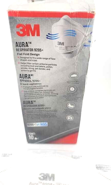 New! 9 Pack White 3M Aura 9205 N95 Particulate Respirator Face Mask – FREE SHIP!