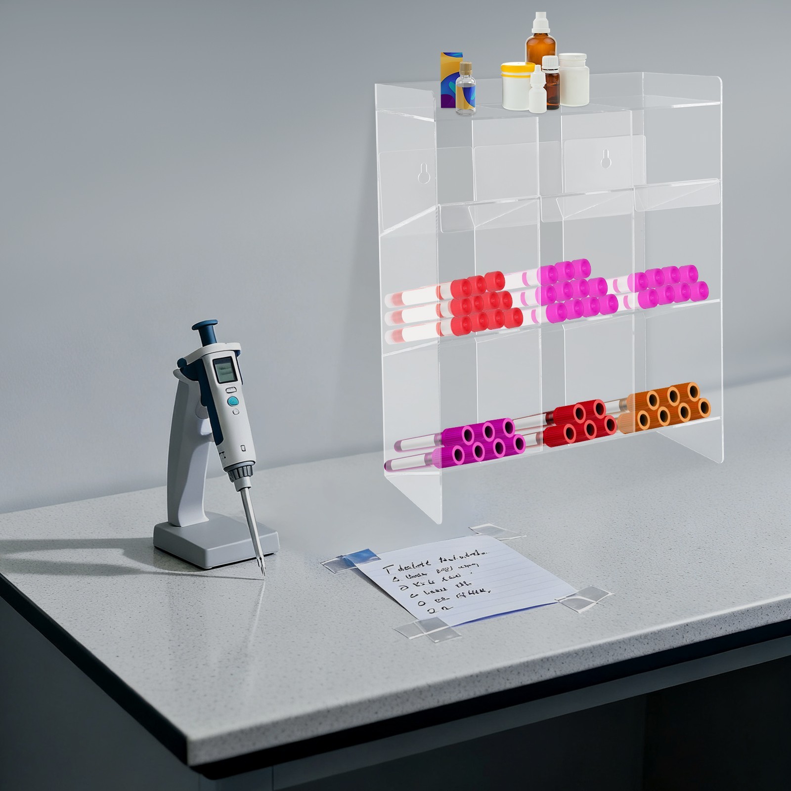 Test Tube Rack, 9 Compartment Lab Organizer, Acrylic Tube Rack, 12*5.5*16Inches