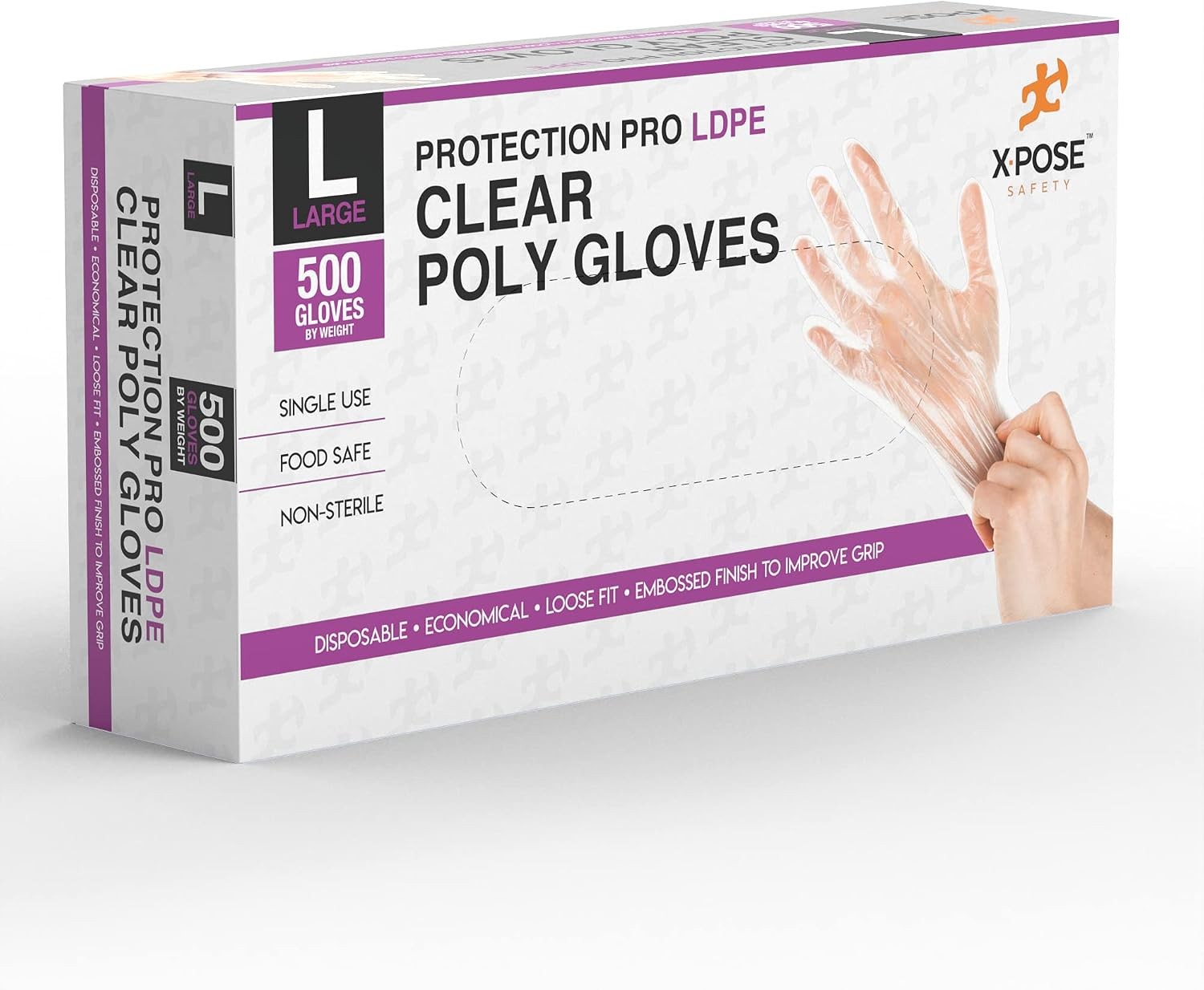 Disposable Food Prep Poly Gloves – Transparent Embossed Latex Kitchen, Plastic