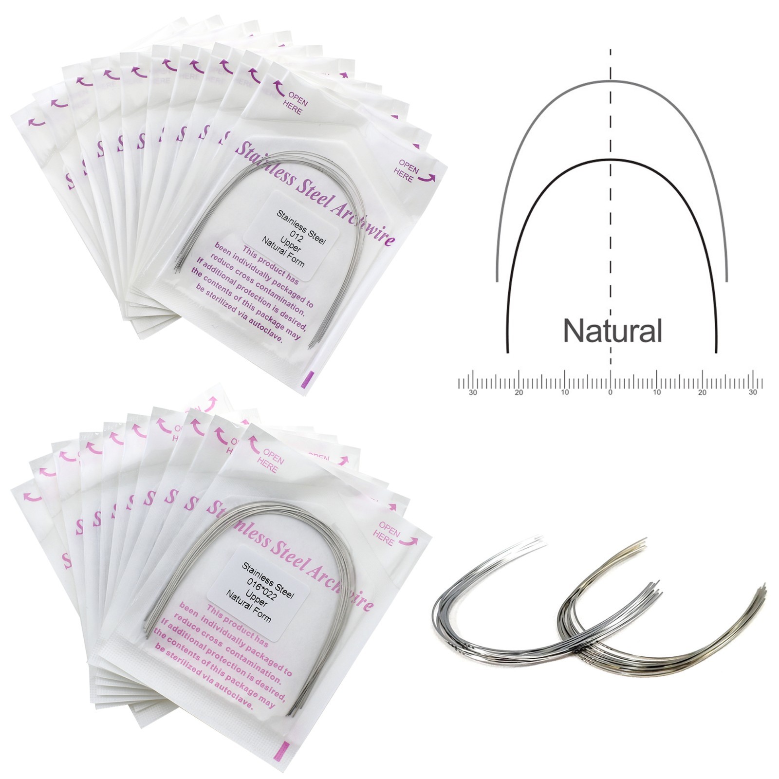 Dental Orthodontic Arch Wire Natural Form Niti Stainless Steel Round Rectangular