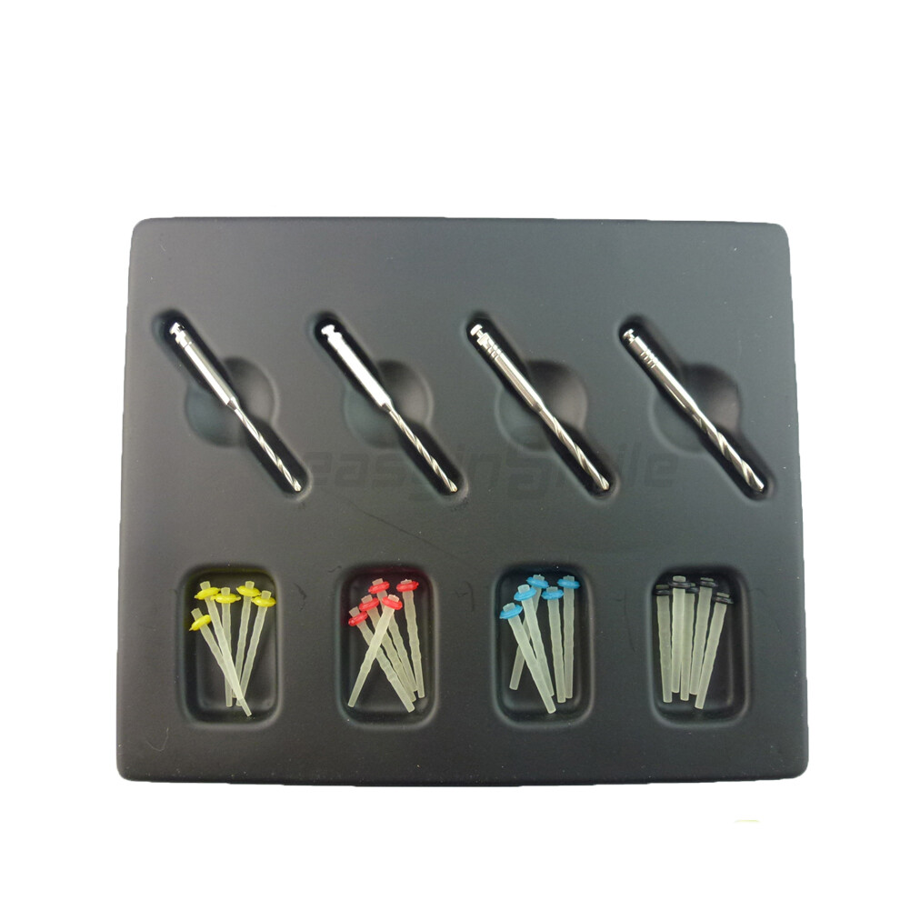 20Pcs Dental Endodontic 65% Fiber Quartz Resin Post Fiber Pile 4Size Mixed&Drill