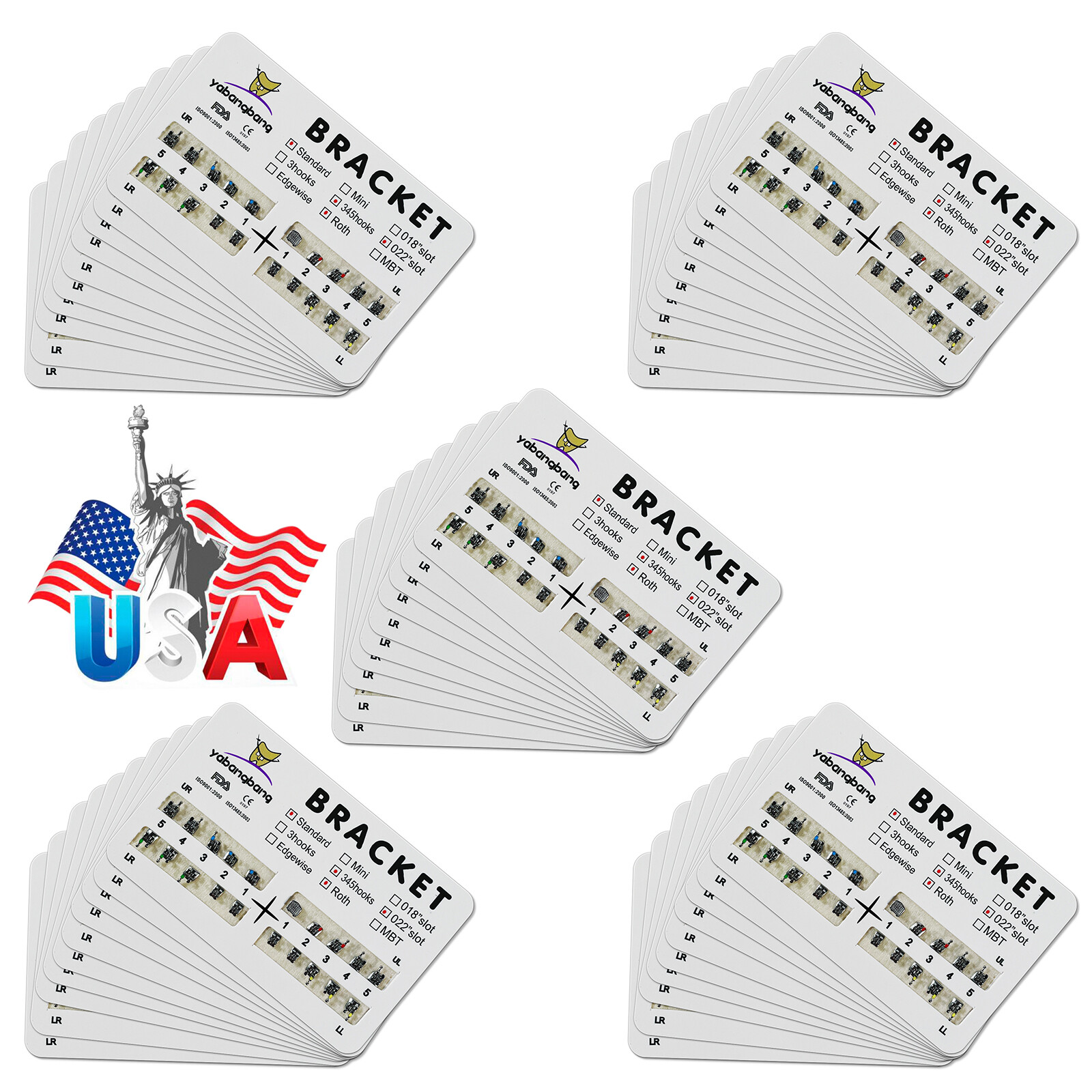 10-200 Packs Dental Orthodontic Brackets Brace Standard Roth.022 Hooks 3 4 5