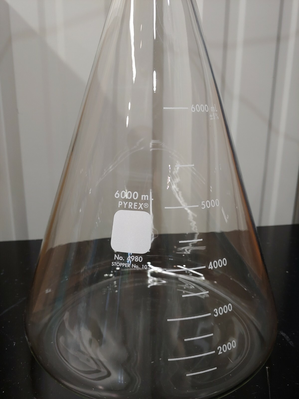 Corning Pyrex 4980-6L 6L Erlenmeyer Flask Narrow Mouth Heavy Rim Graduated