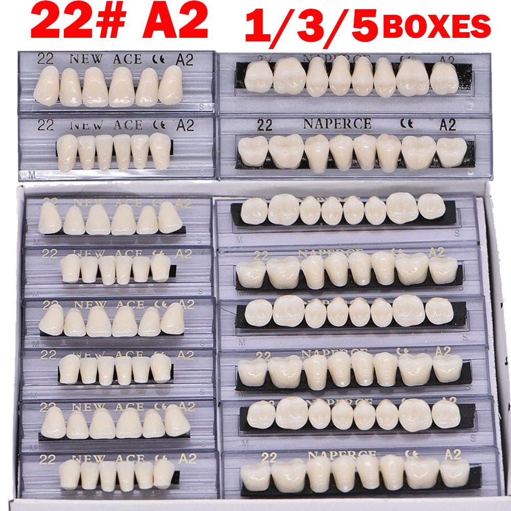 1/3/5Box 22#A2 Dental Acrylic Resin Denture Full Set Teeth Upper Lower Shade HOT