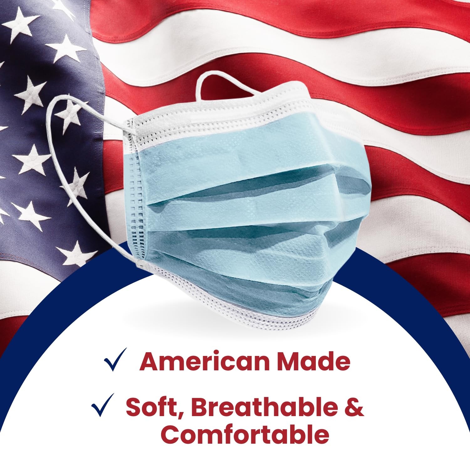 USA Blue Face Mask, Disposable – Face Masks Medical Grade (ASTM Level 1), 3 P…