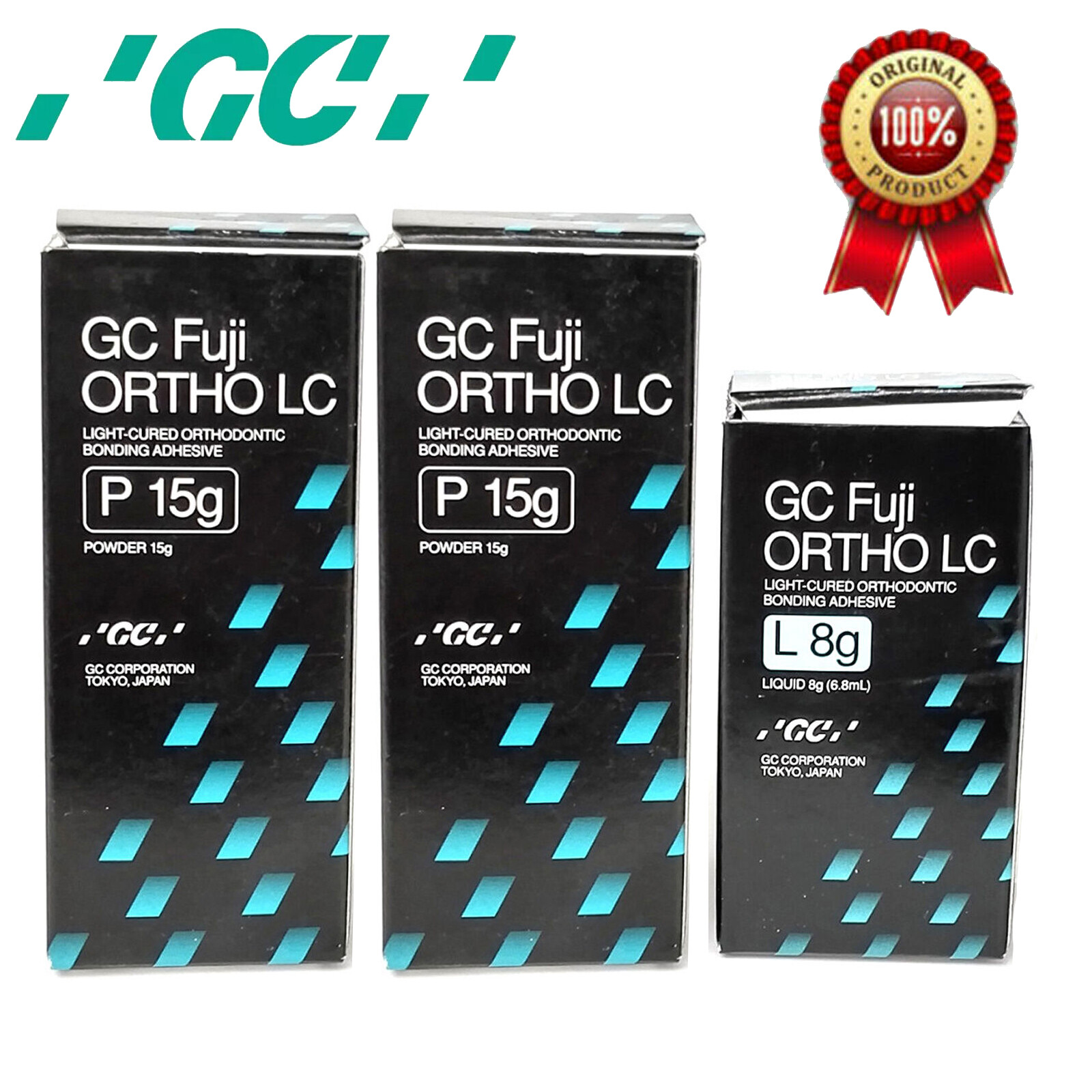 Gc Fuji Ortho LC Light-Cure Glass Ionomer Cement Powder 15g Liquid 8g