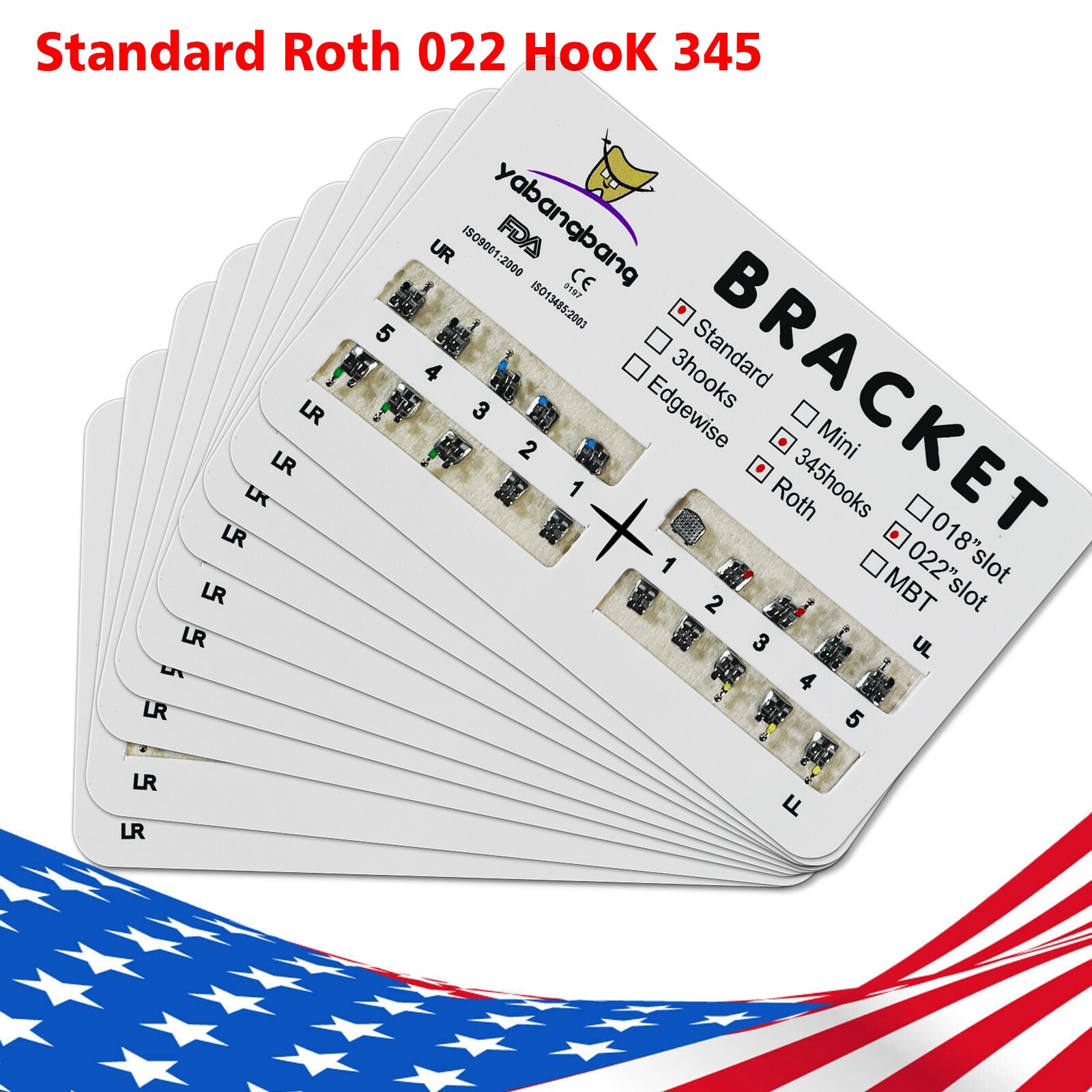 10 Packs/200 pcs Ortho Metal Standard ROTH 022 Slot 3 4 5 Hooks Brackets Braces