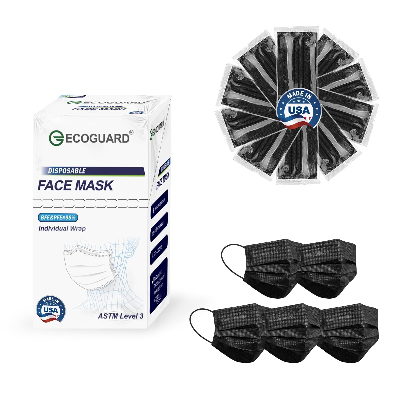 Disposable Face Masks Made in USA, 4 Ply for Families, Students, Breathable A…