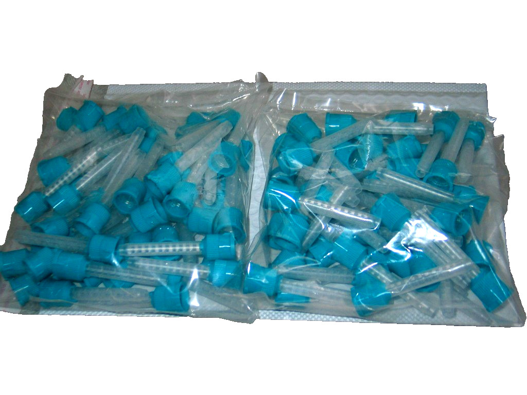 100 pcs Dental Mixing Tips Impression Temporary C&B Material Blue/White Short
