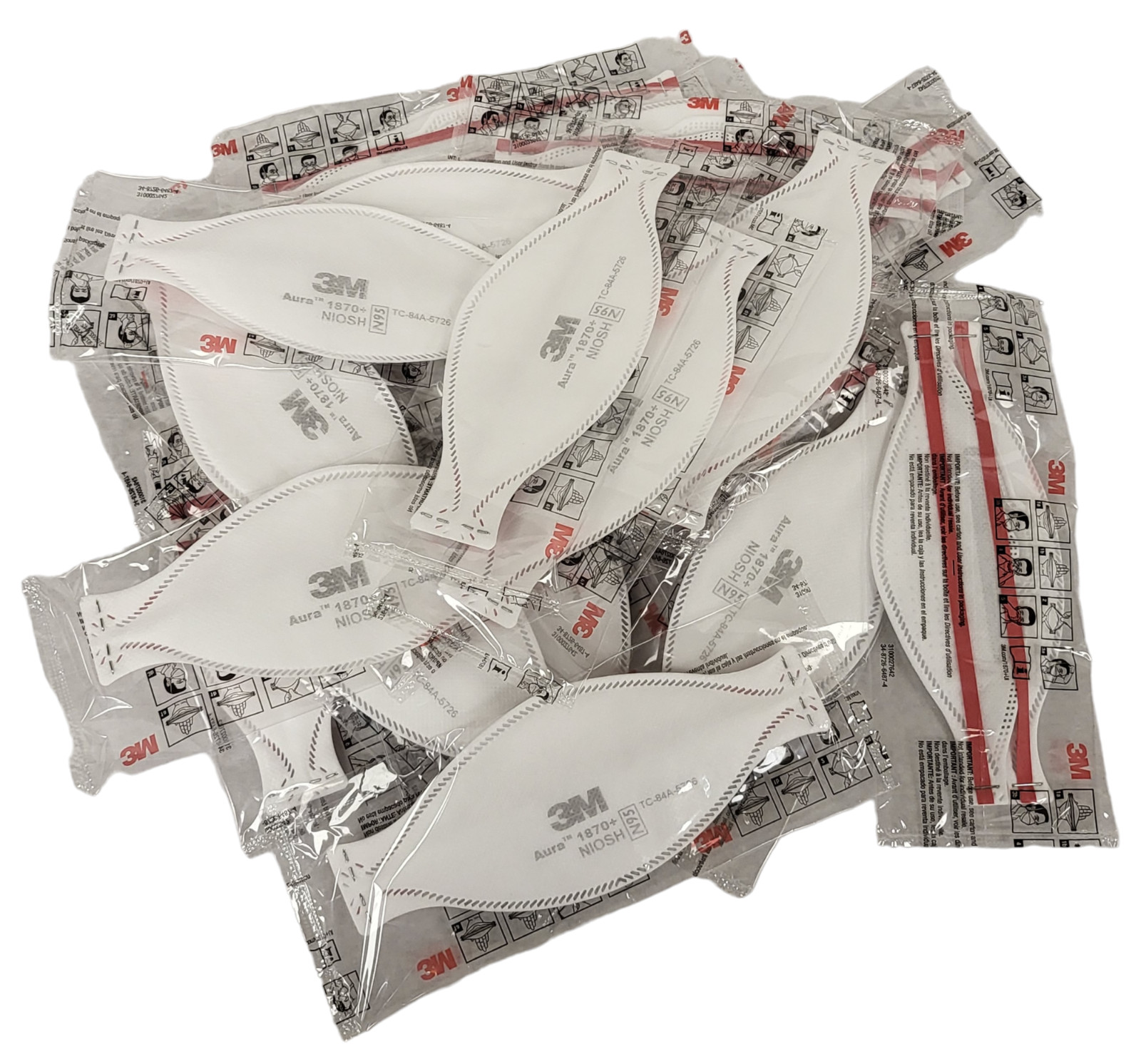 (25 PACK) 3M Aura 1870+ Face Masks NIOSH Approved N95 Particulate Respirator