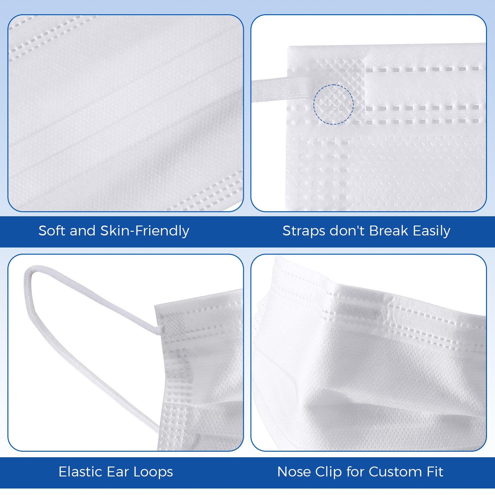 50/250/500 JMU ASTMMask ASTM Level 3 Medical Surgical Dental 3-Ply Earloop Masks