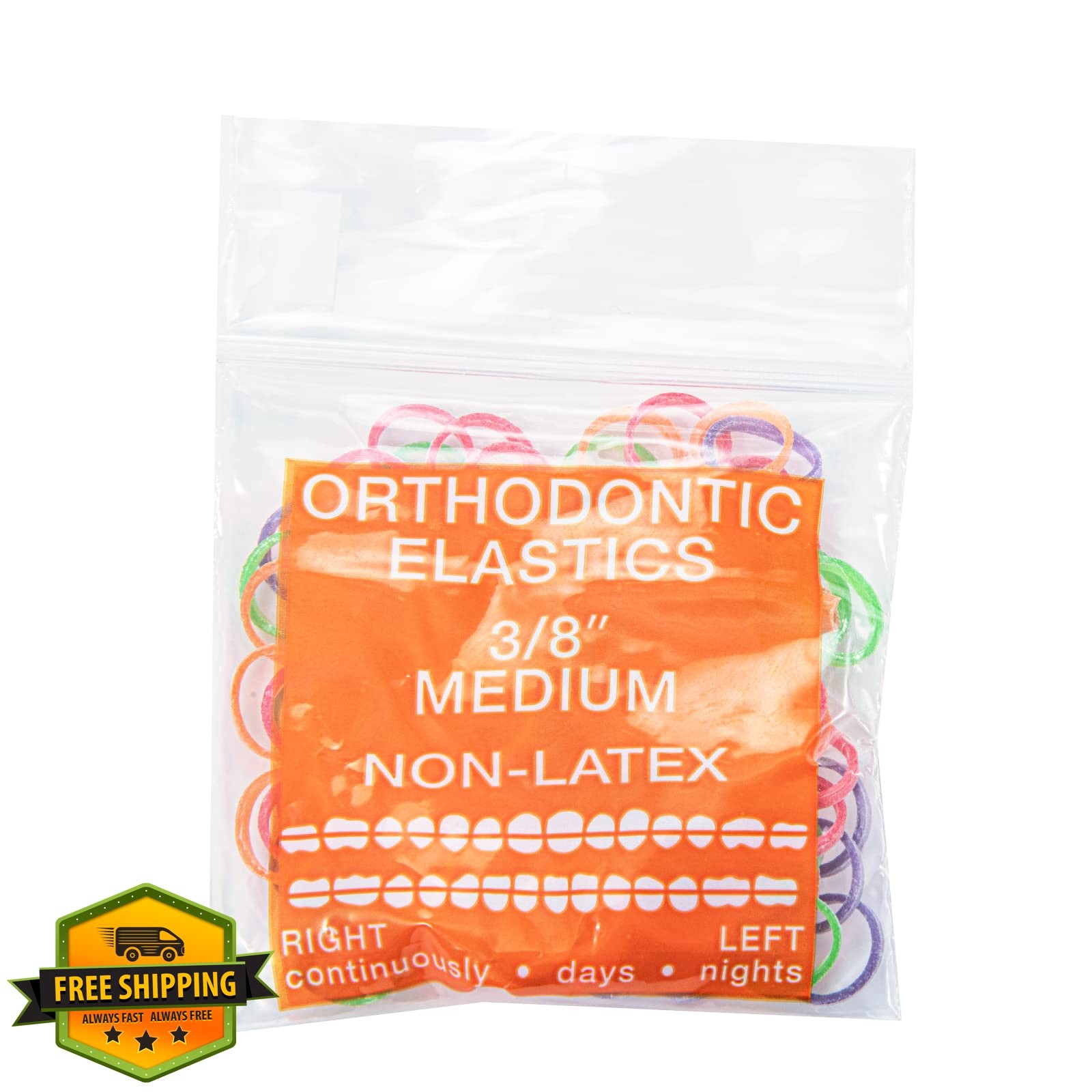 JMU 3/8 Medium Neon Orthodontic Rubber Bands