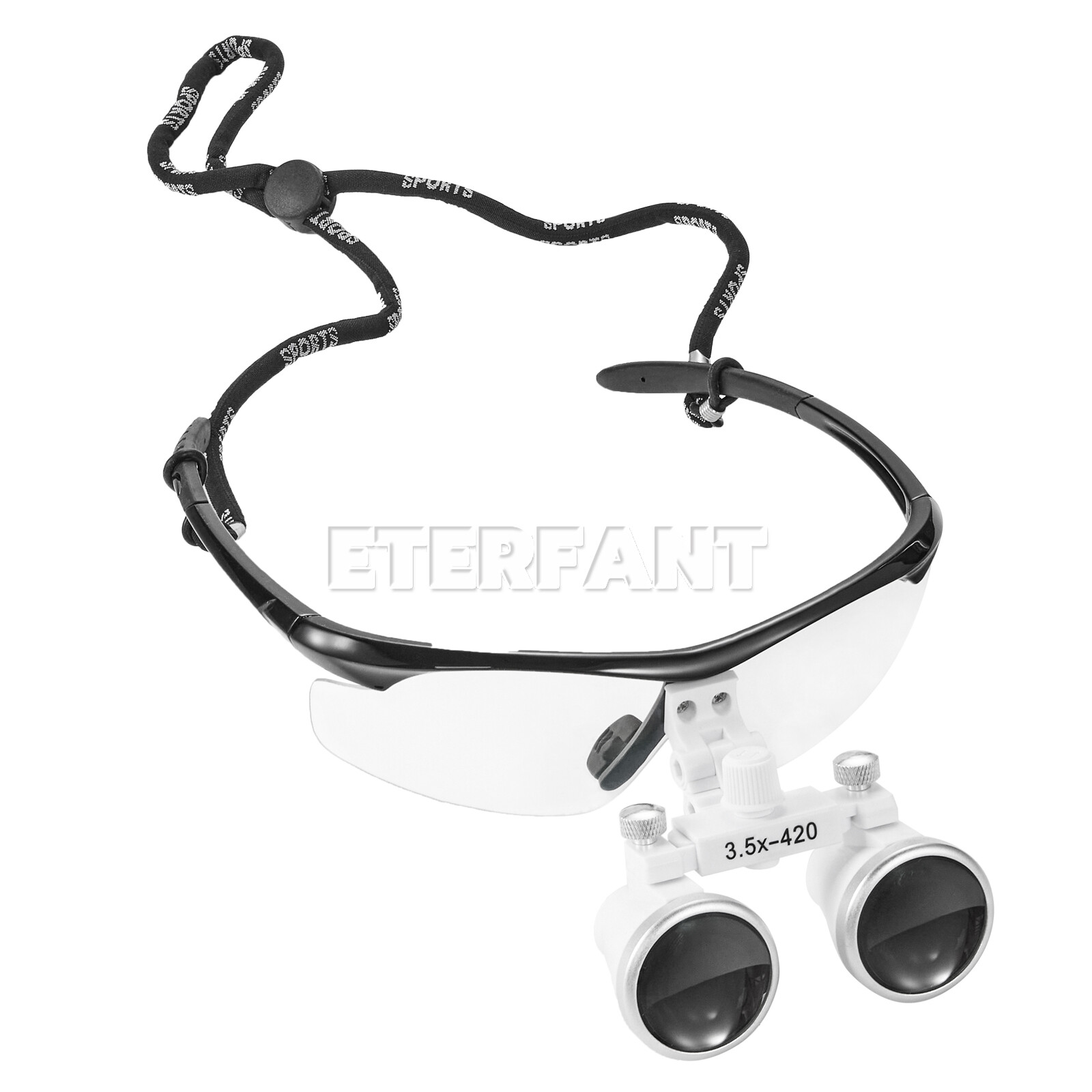 ETERFANT Dental Surgical Binocular Loupes Glasses Lens Magnifier 3.5X-420m Black