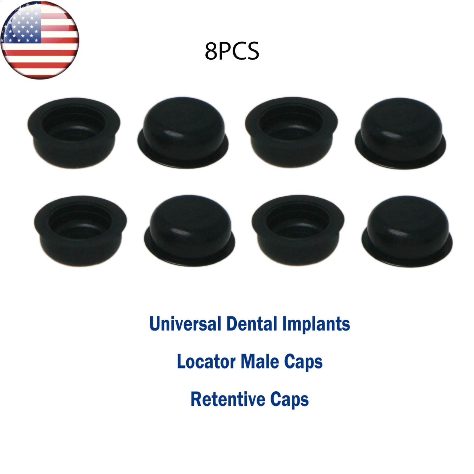 US Dental Overdenture Retention Black Caps Metal Housing fits Locator Abutments