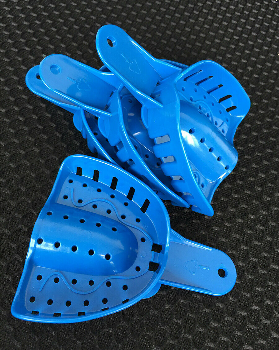 EASYINSMILE 12Pc Dental Plastic Impression Tray Perforated Upper/Lower Autoclave