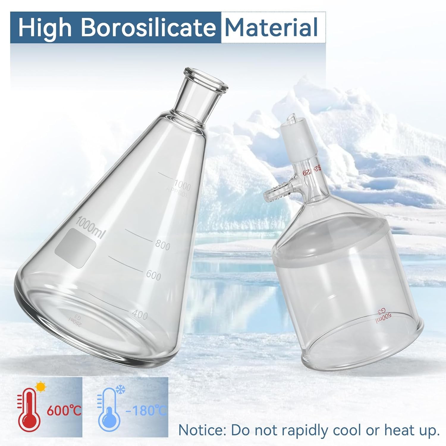 Lab Filtration | Filtr Buchner Funnel Flask Kit 1000ml Filter & 250/500ml Funnel