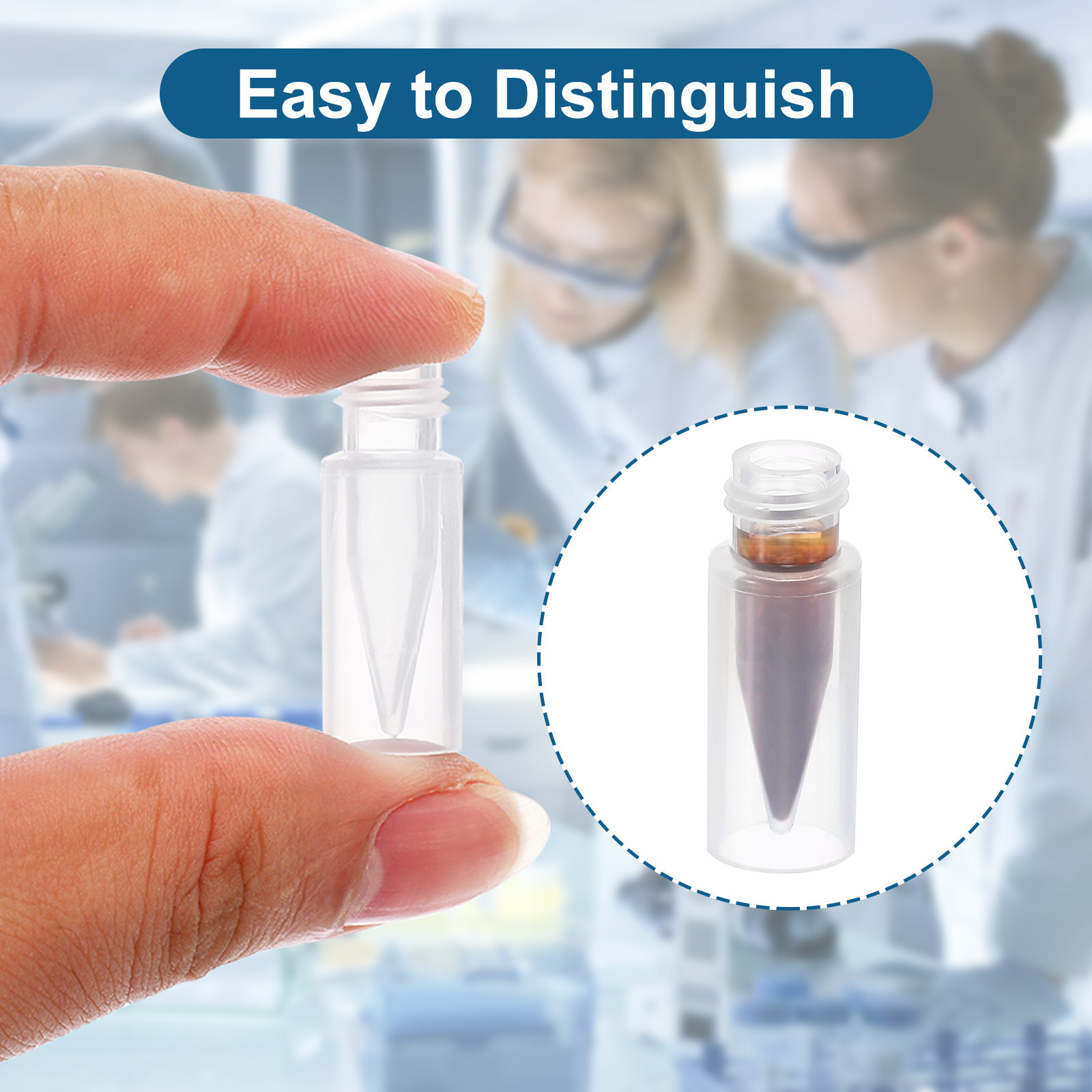 0.3ml Autosampler Vial, 100 Pack Polypropylene Screw Top Vials Lab Vials, Clear