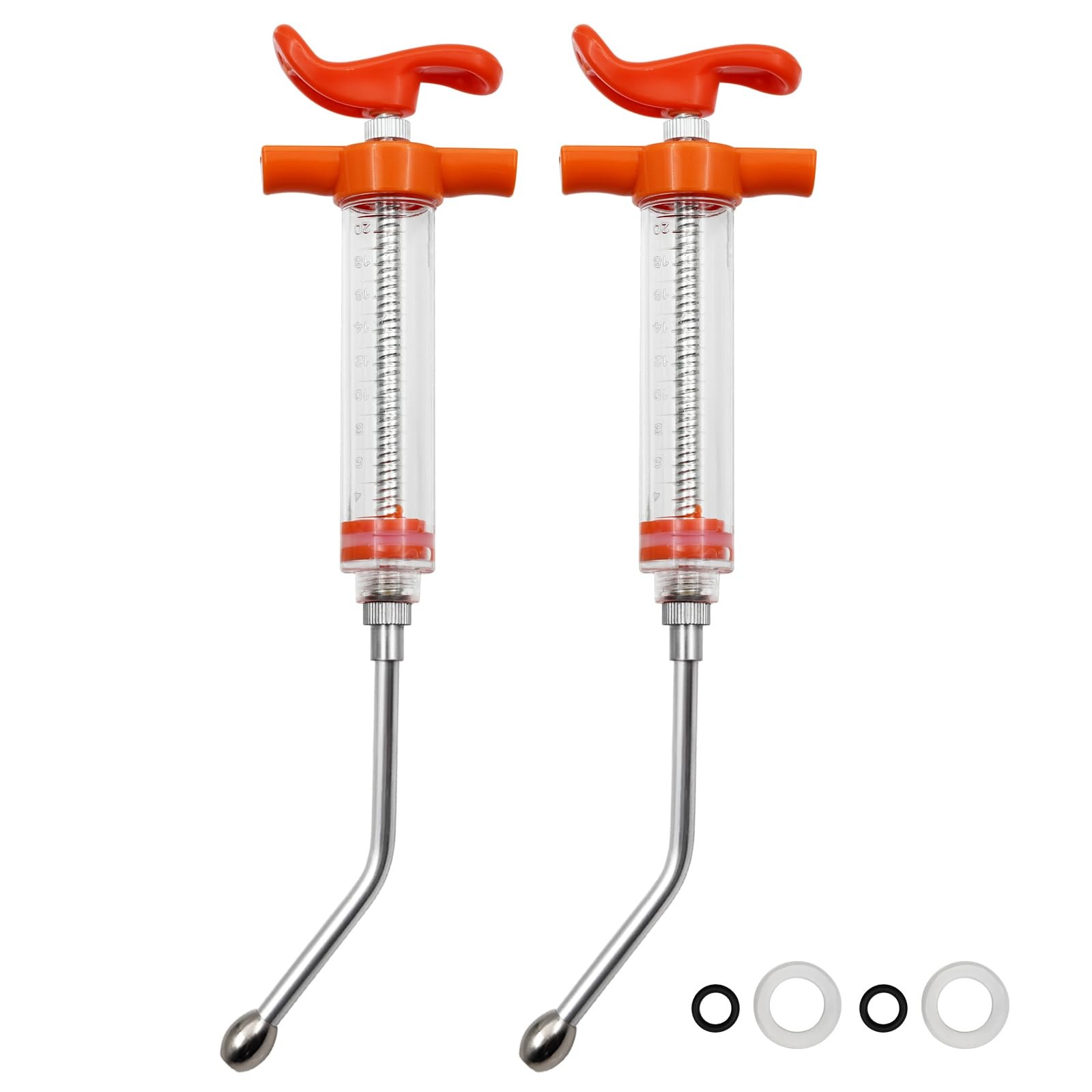 2 pcs Reusable Goats Syringe for Goat, 2 Drench Nozzle Adjustable Orange-2pcs